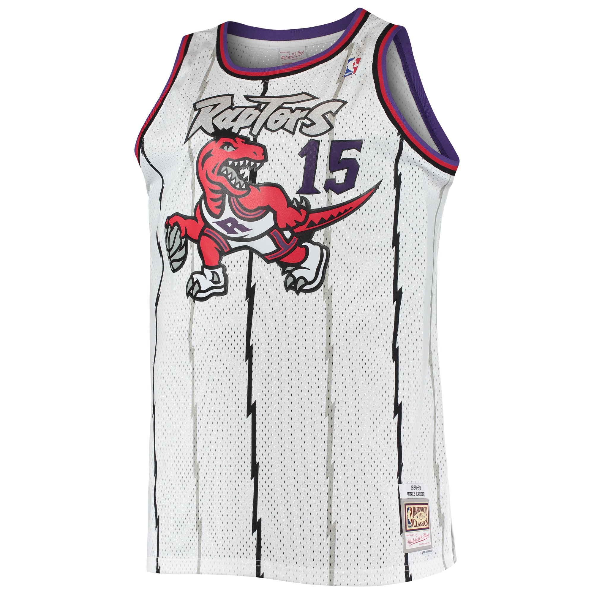 Alternative view of Men's Mitchell & Ness Vince Carter White Toronto Raptors 1998/99 Big & Tall Hardwood Classics Swingman Basketball Jersey - JS675 