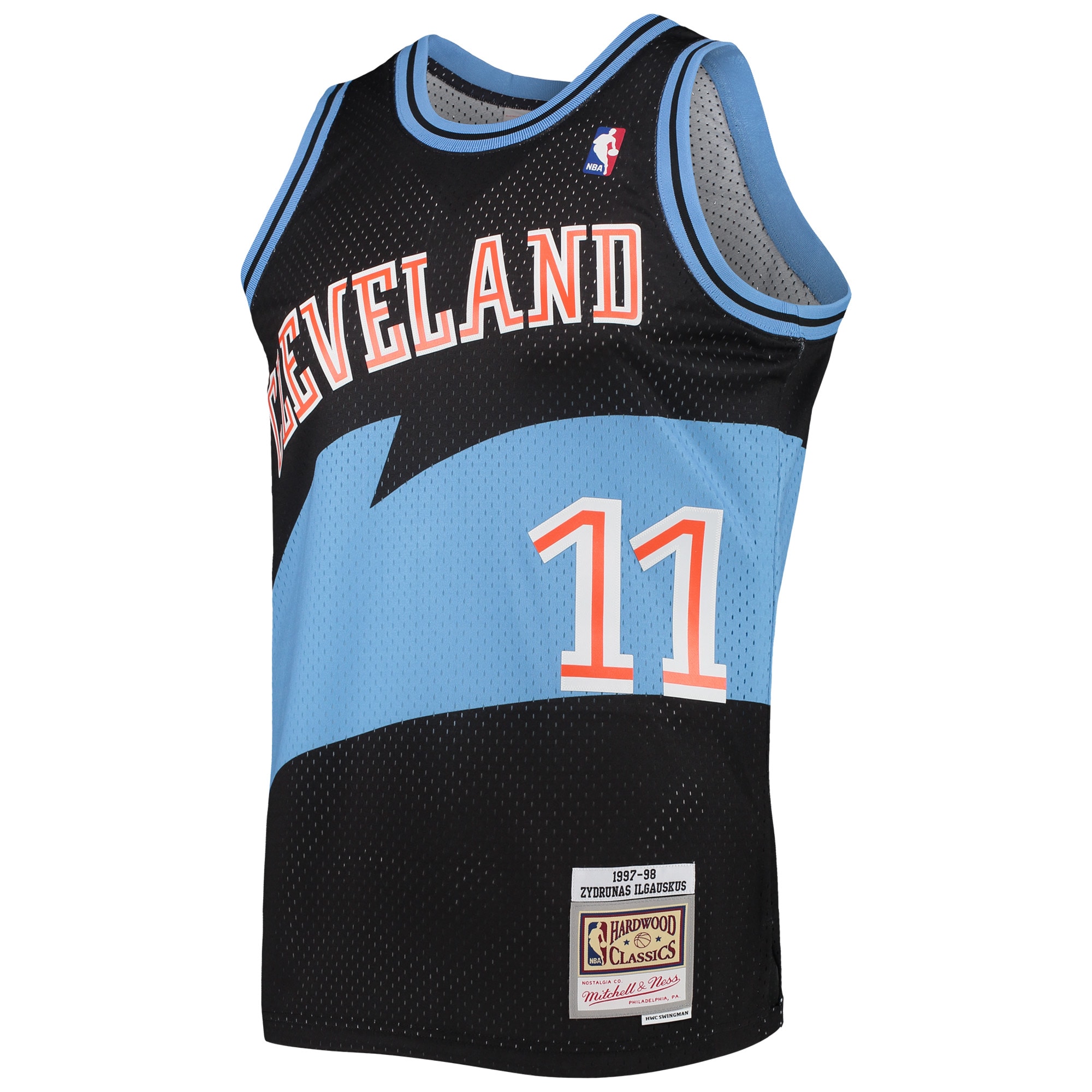 Alternative view of Men's Mitchell & Ness Zydrunas Ilgauskas Black Cleveland Cavaliers Hardwood Classics Swingman Basketball Jersey - JS699 