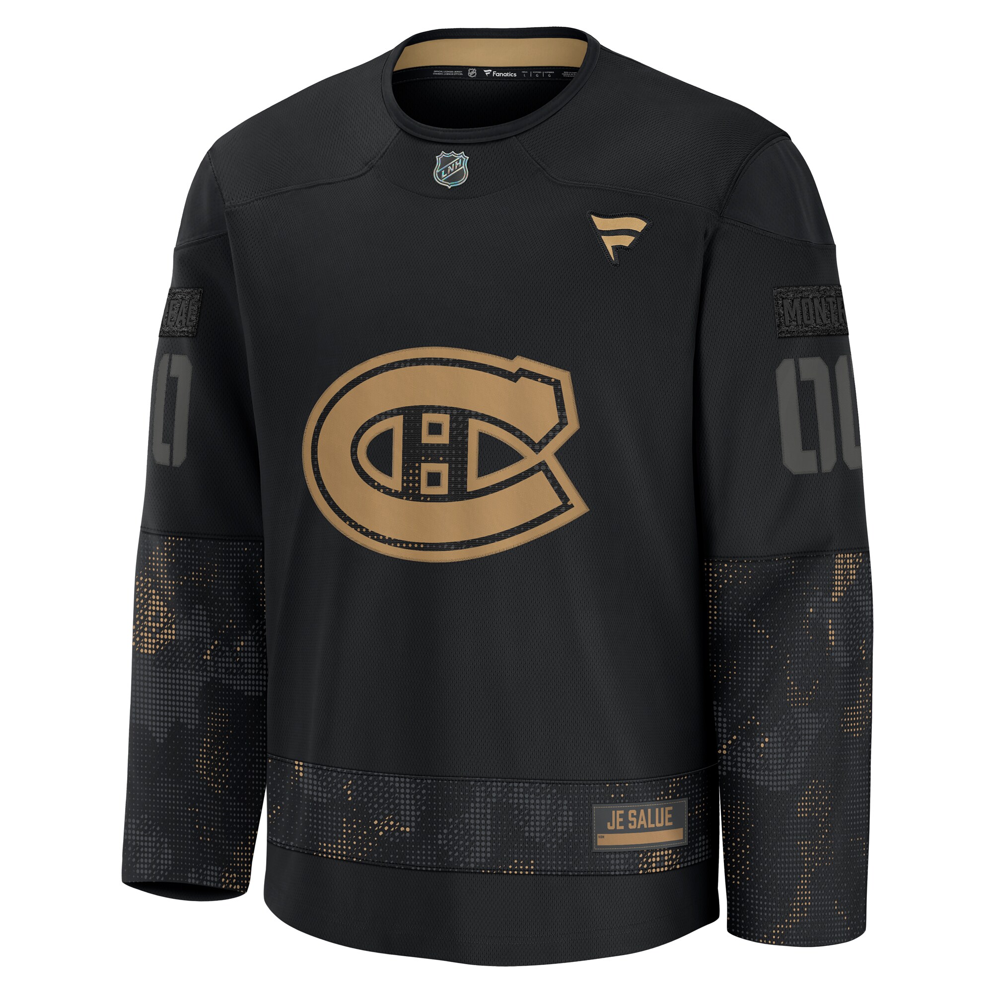 Alternative view of Men's Montreal Canadiens Black 2024 Military Appreciation Custom Practice Hockey Jersey - JS375 