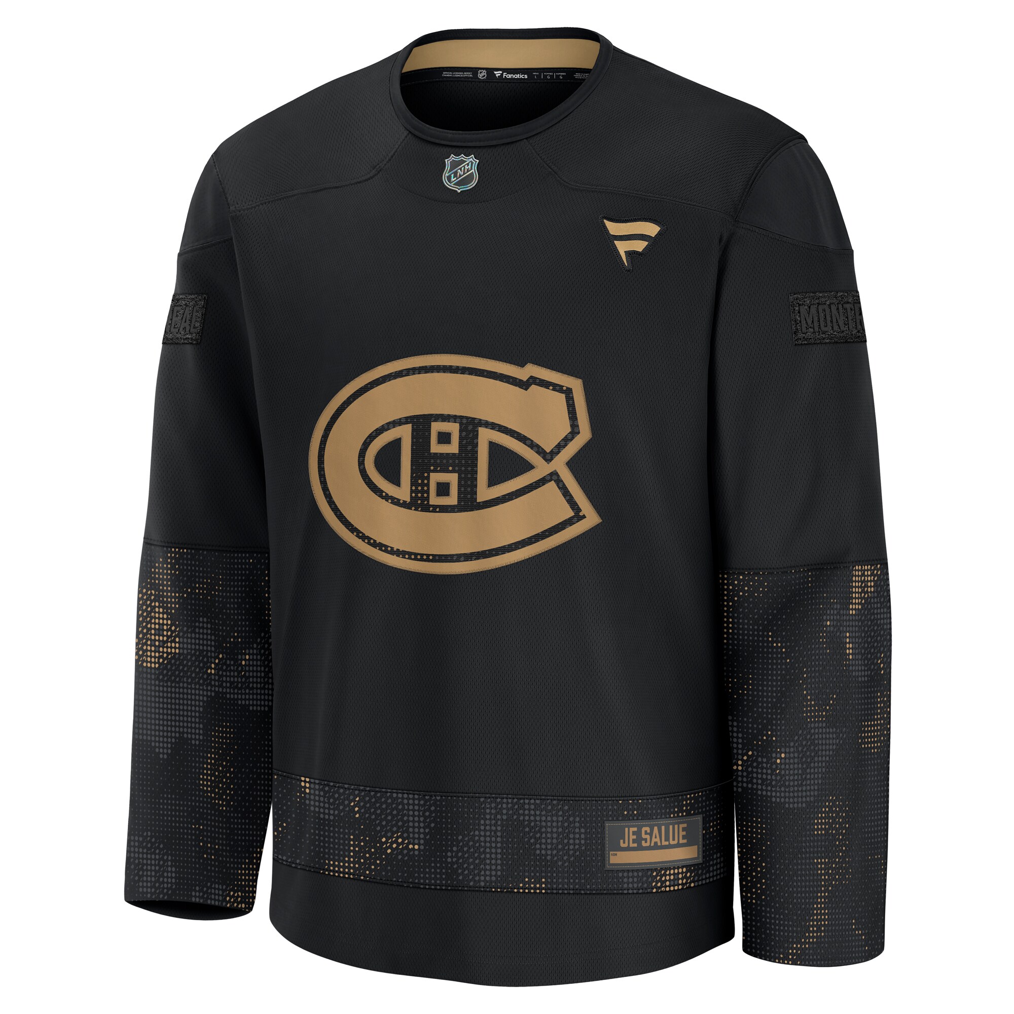 Alternative view of Men's Montreal Canadiens Black 2024 Military Appreciation Practice Hockey Jersey - JS910 