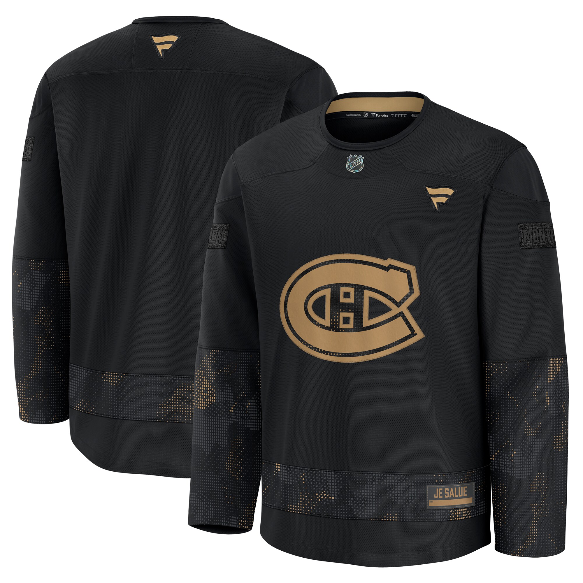 Men's Montreal Canadiens Black 2024 Military Appreciation Practice Hockey Jersey - JS910 