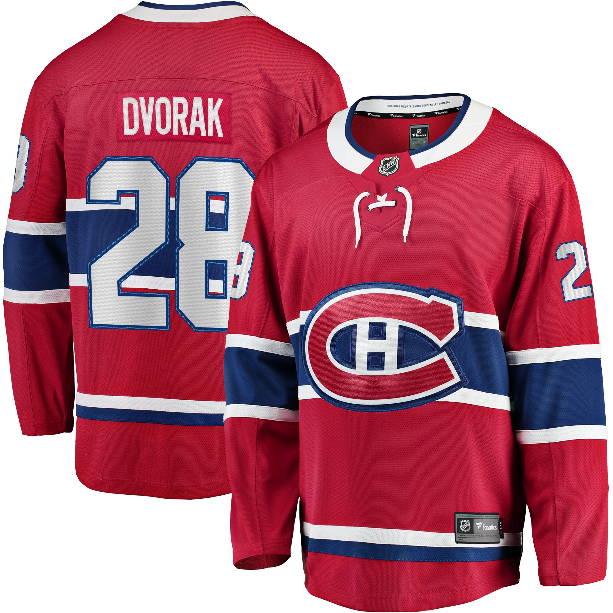 Men's Montreal Canadiens Christian Dvorak Red Home Breakaway Player Hockey Jersey - JS394 