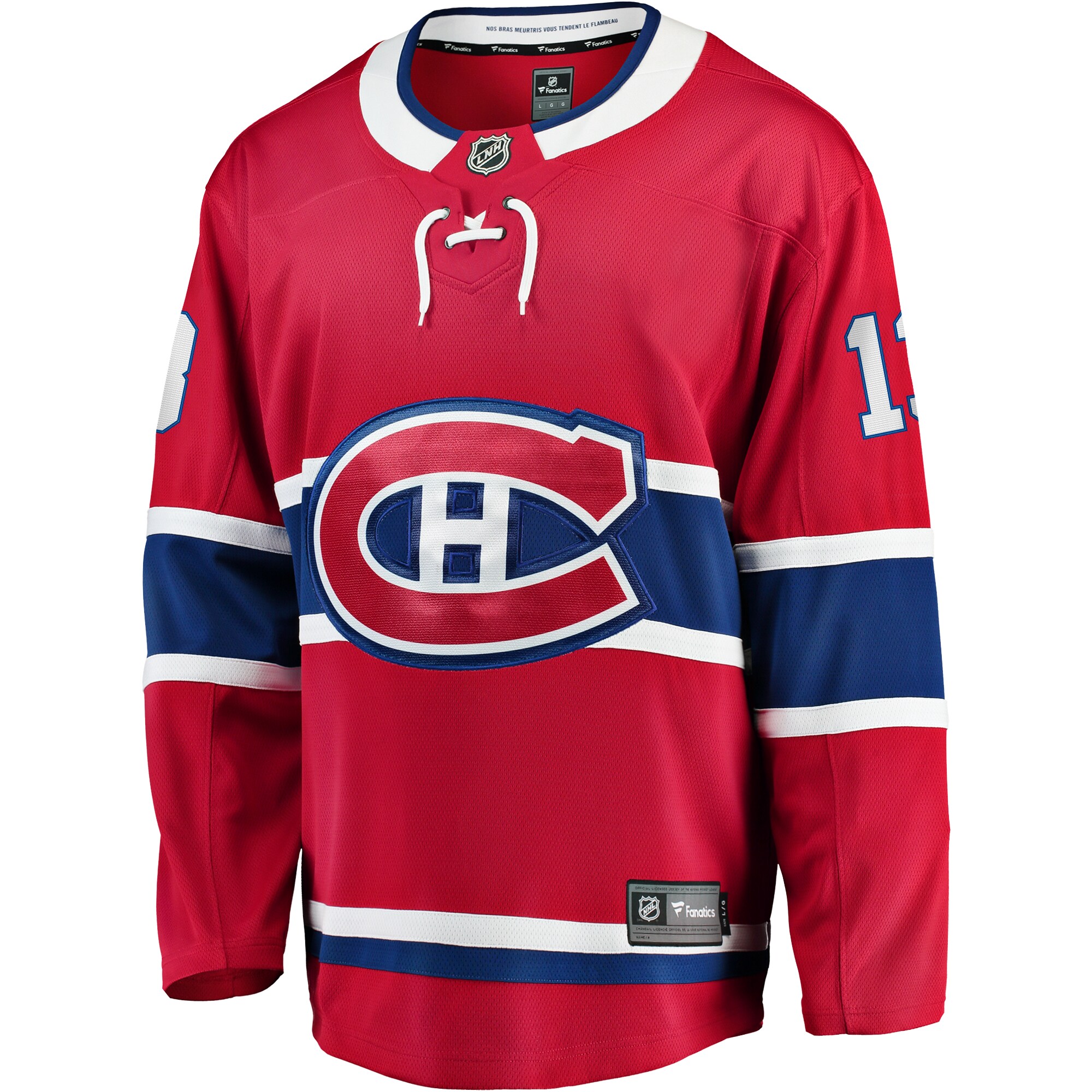 Alternative view of Men's Montreal Canadiens Cole Caufield Red Home Premier Breakaway Player Hockey Jersey - JS252 