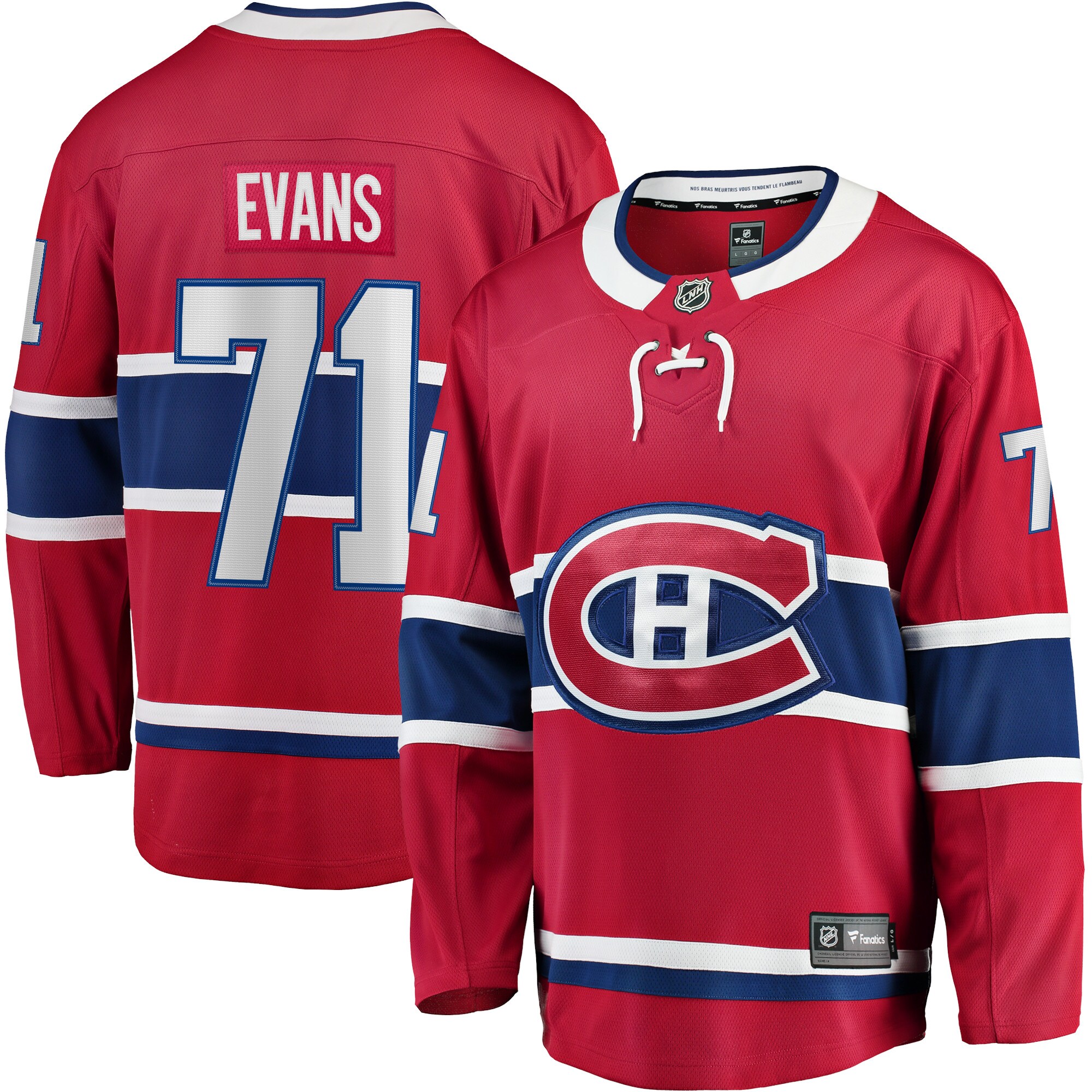 Men's Montreal Canadiens Jake Evans Red Home Breakaway Player Hockey Jersey - JS372 