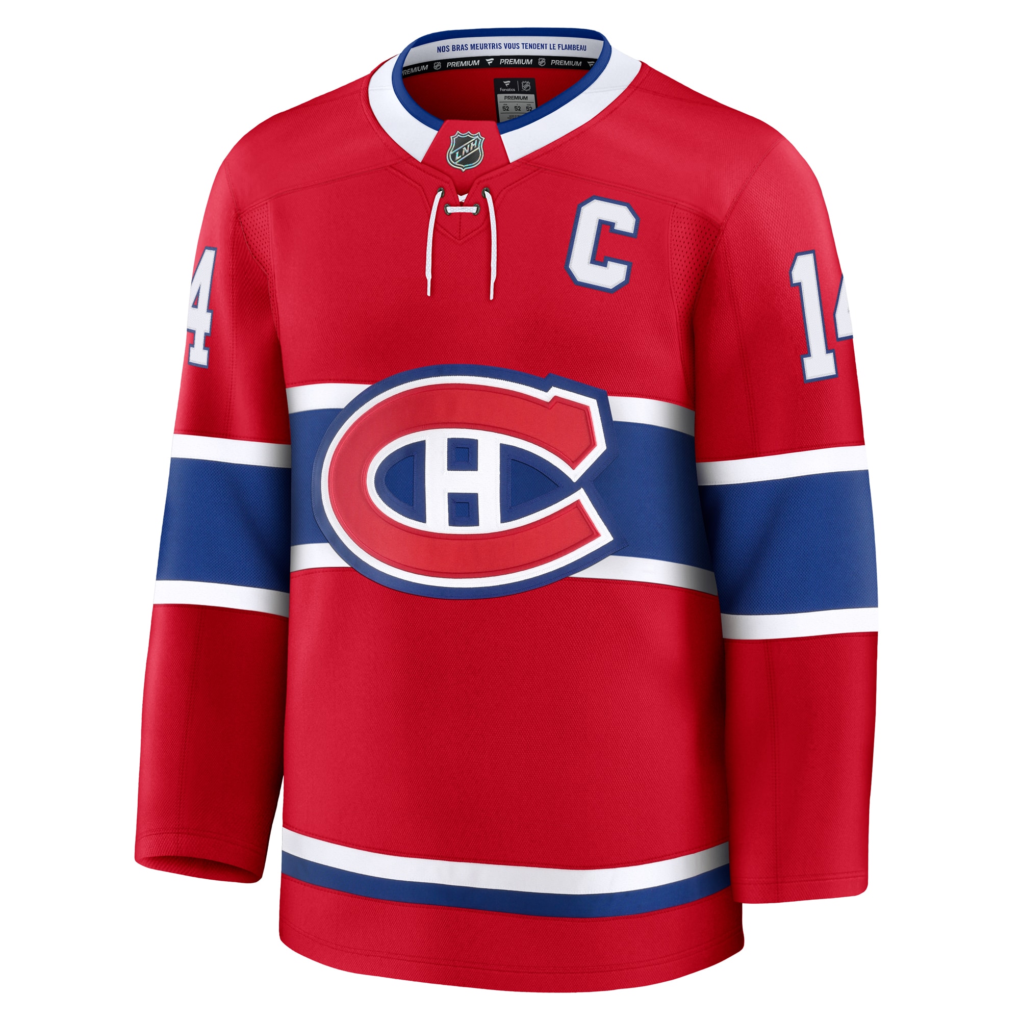 Alternative view of Men's Montreal Canadiens Nick Suzuki Red Home Premium Hockey Jersey - JS324 