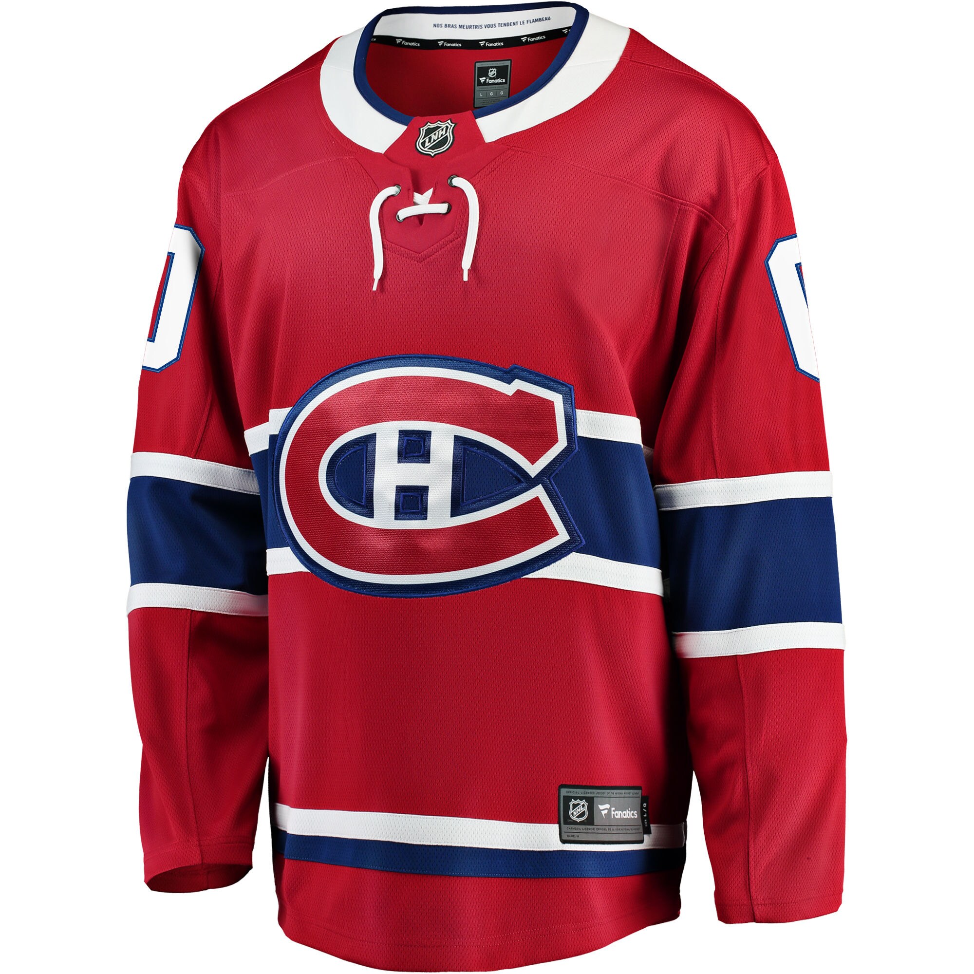 Alternative view of Men's Montreal Canadiens Red Home Breakaway Custom Hockey Jersey - JS233 