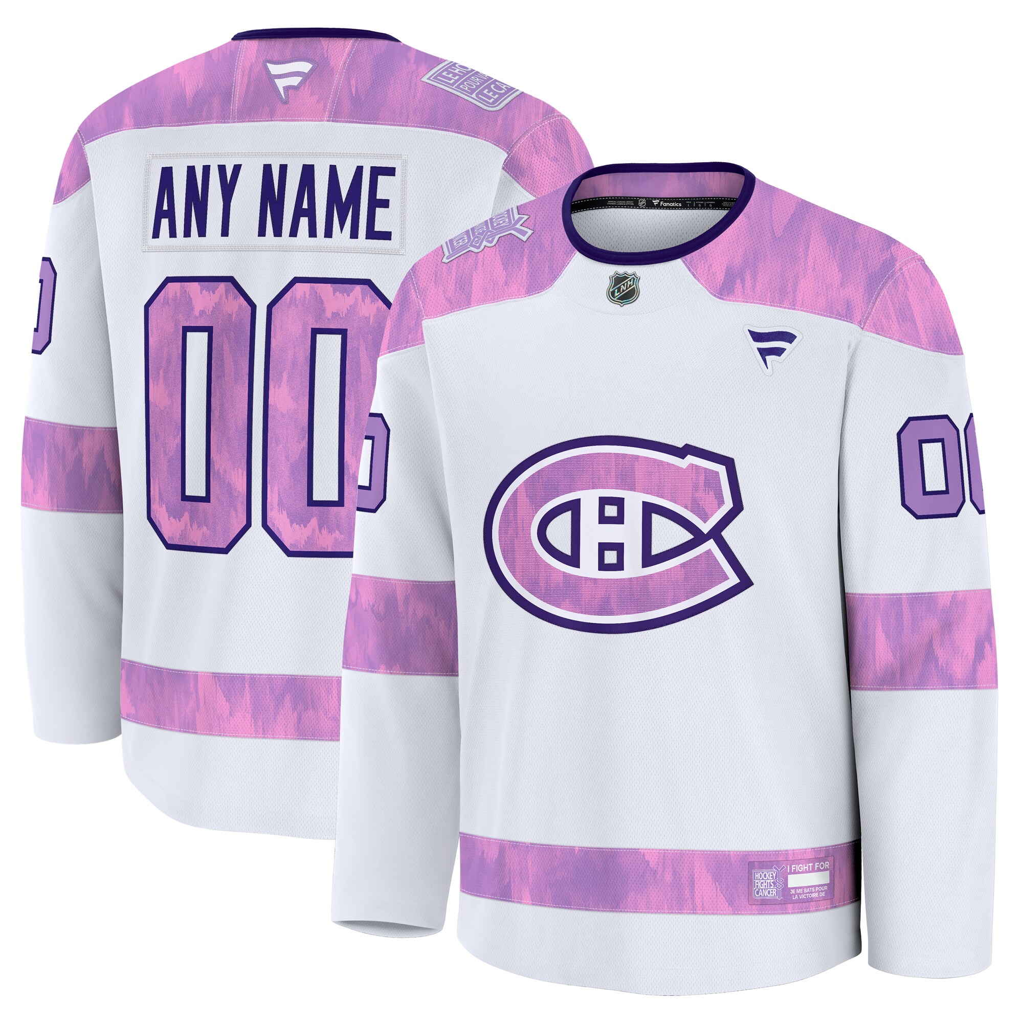 Men's Montreal Canadiens White 2024 Hockey Fights Cancer Custom Practice Hockey Jersey - JS799 