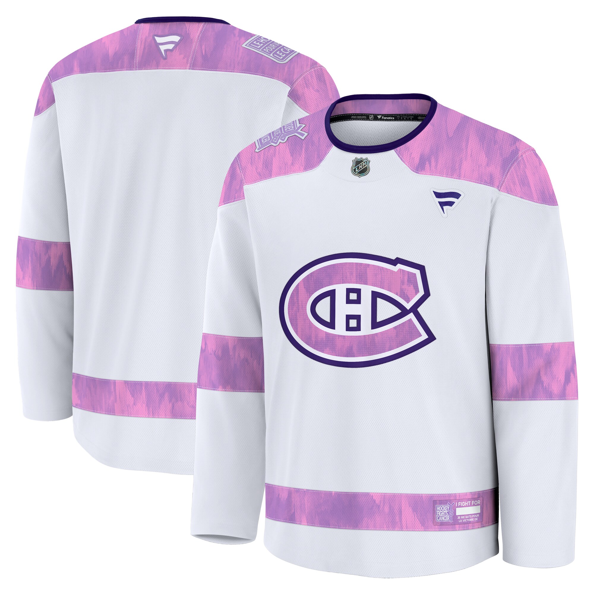 Men's Montreal Canadiens White 2024 Hockey Fights Cancer Practice Hockey Jersey - JS999 