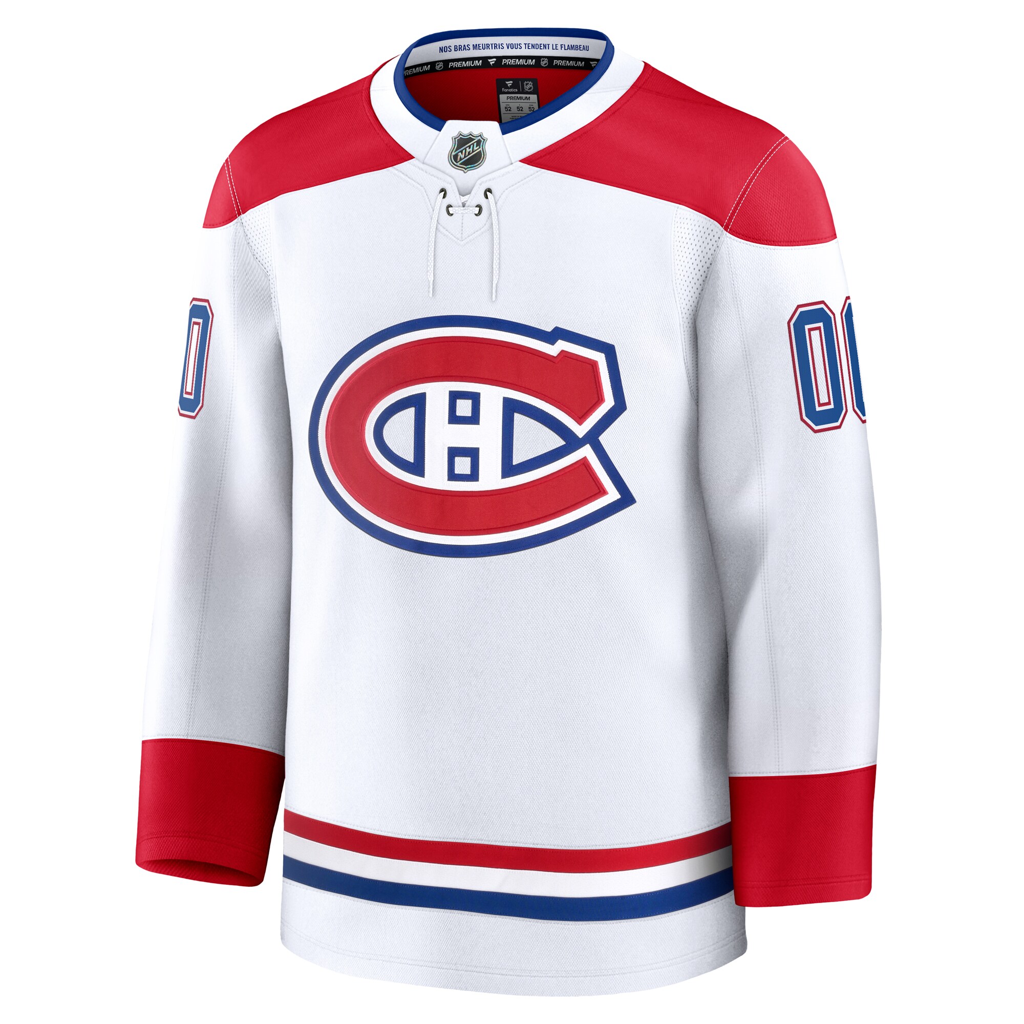 Alternative view of Men's Montreal Canadiens White Away Premium Custom Hockey Jersey - JS774 