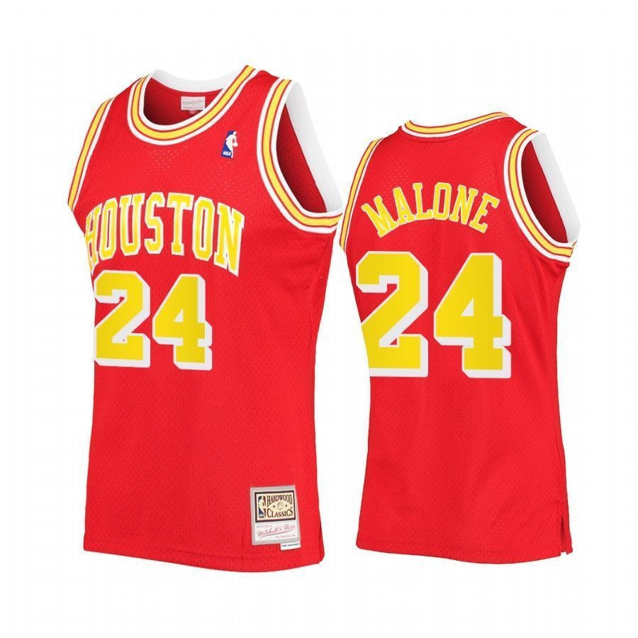 Men's Moses Malone 24 Houston Rockets Red Hardwood Classics Basketball Jersey - JS352 