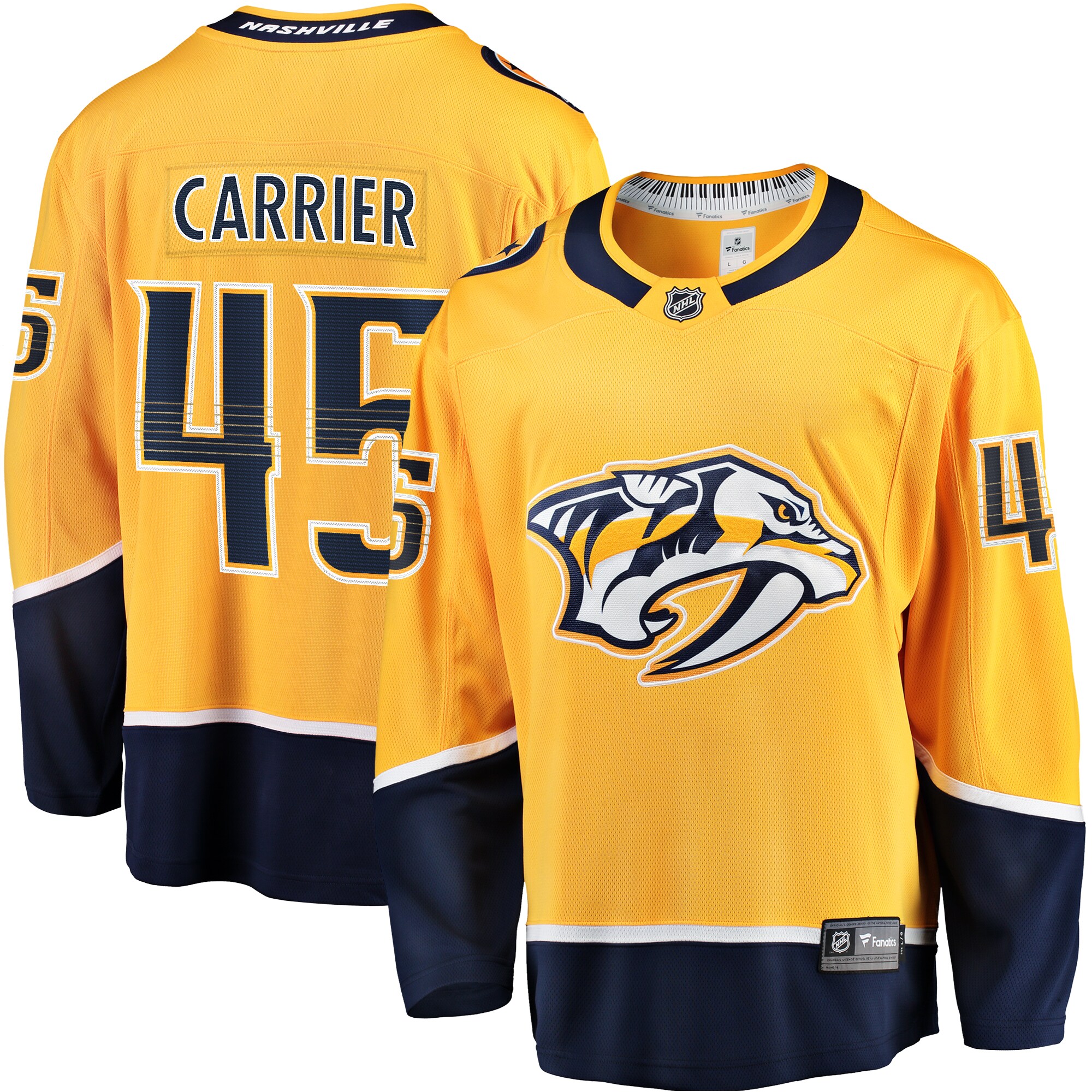 Men's Nashville Predators Alexandre Carrier Gold Premier Breakaway Player Hockey Jersey - JS513 