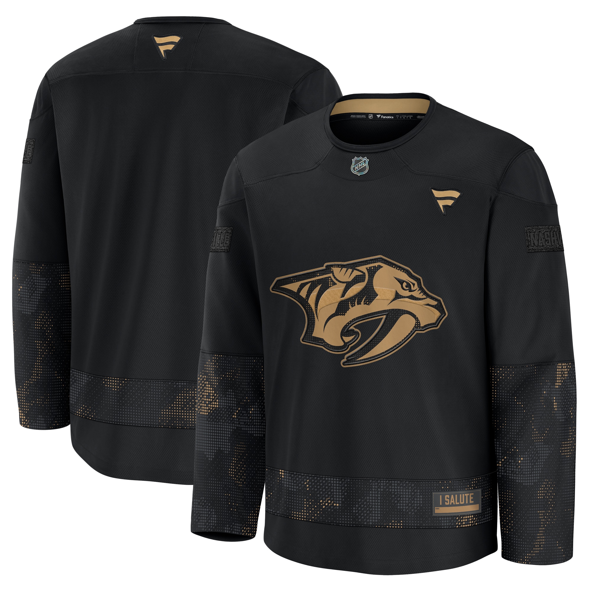 Men's Nashville Predators Black 2024 Military Appreciation Practice Hockey Jersey - JS868 