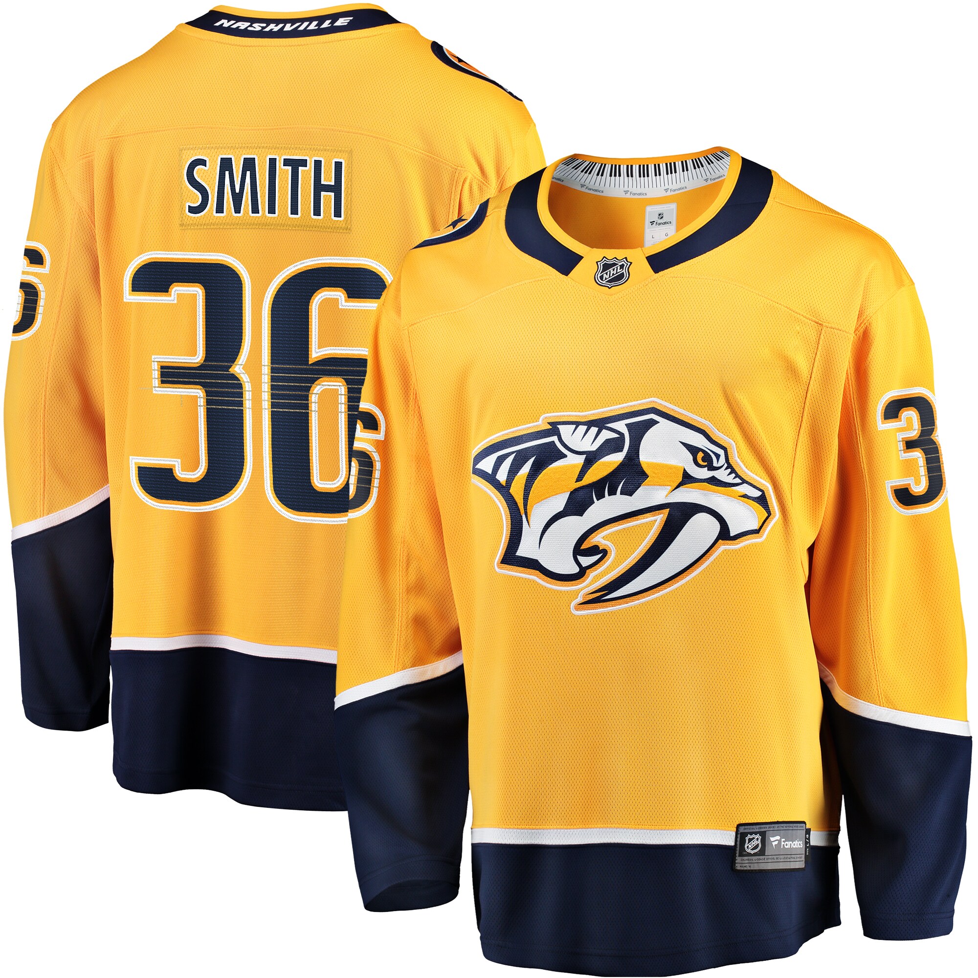 Men's Nashville Predators Cole Smith Gold Premier Breakaway Player Hockey Jersey - JS478 