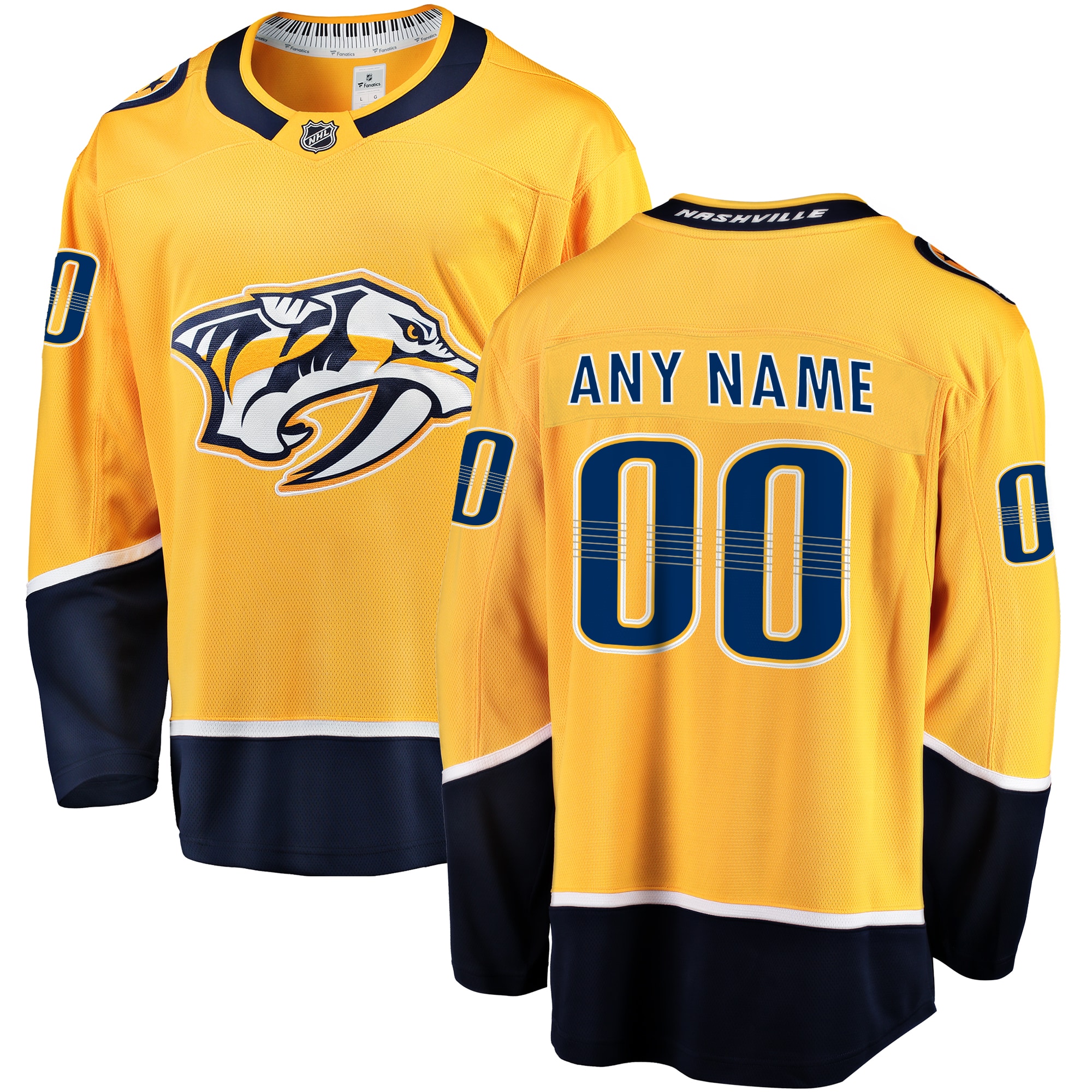 Men's Nashville Predators Gold Home Breakaway Custom Hockey Jersey - JS514 