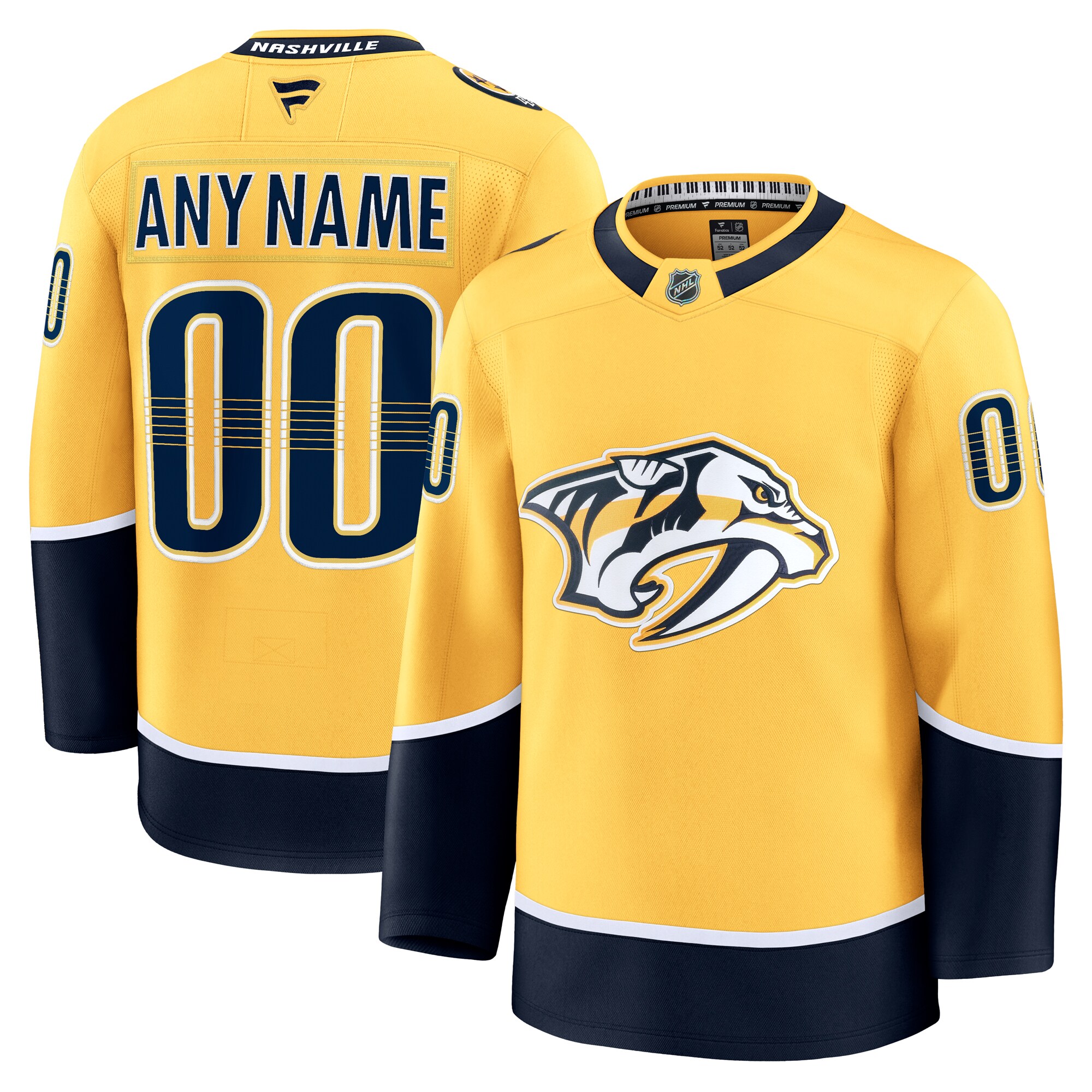 Men's Nashville Predators Gold Home Premium Custom Hockey Jersey - JS487 