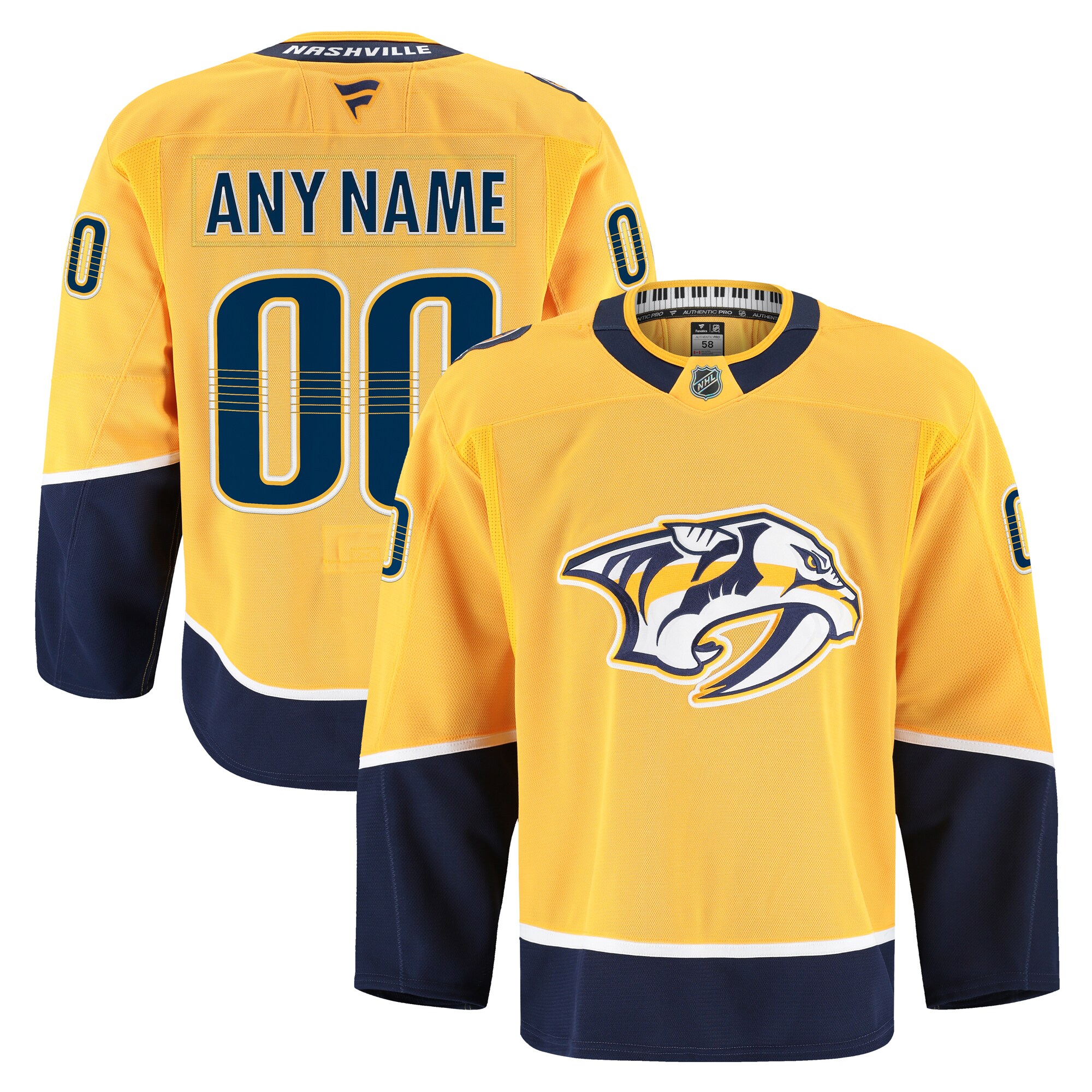 Men's Nashville Predators Gold Home Pro Custom Hockey Jersey - JS325 