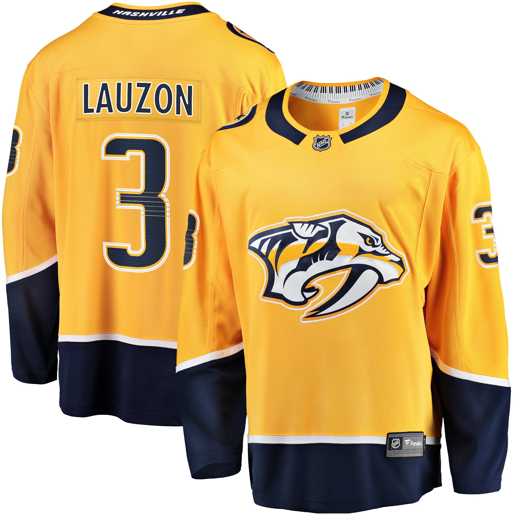 Men's Nashville Predators Jeremy Lauzon Gold Home Breakaway Player Hockey Jersey - JS513 