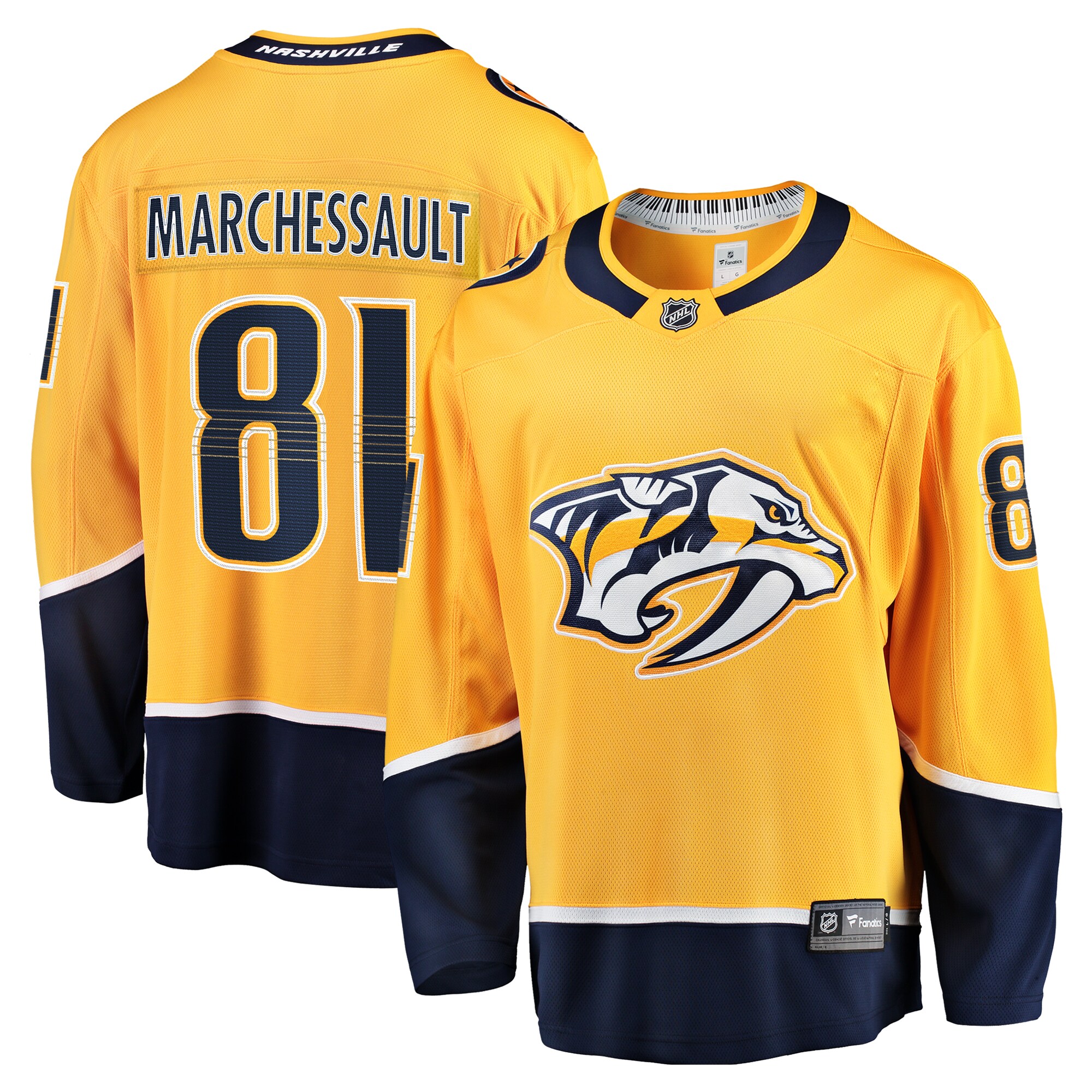 Men's Nashville Predators Jonathan Marchessault Gold Home Premier Breakaway Player Hockey Jersey - JS629 