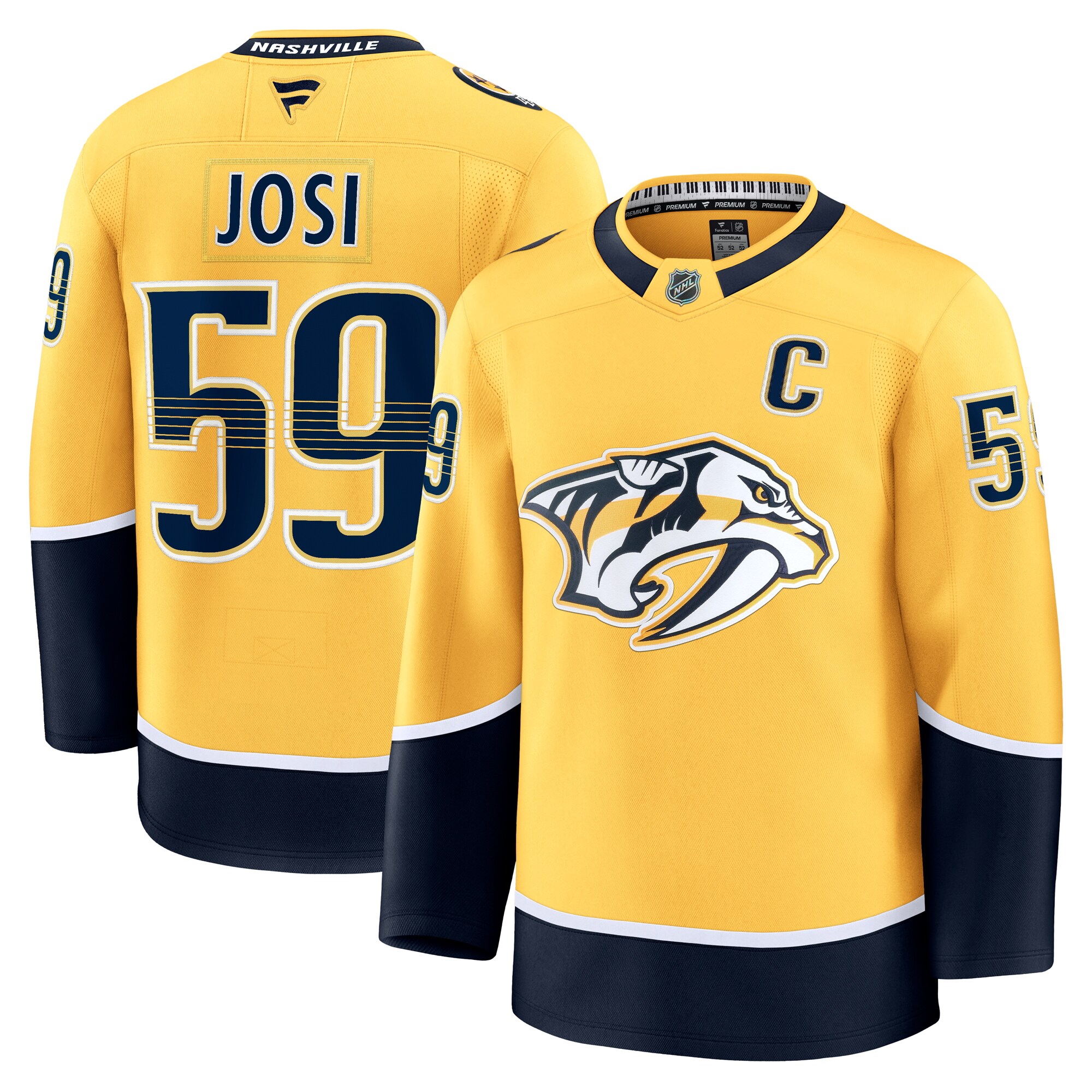 Men's Nashville Predators Roman Josi Yellow Home Premium Hockey Jersey - JS180 