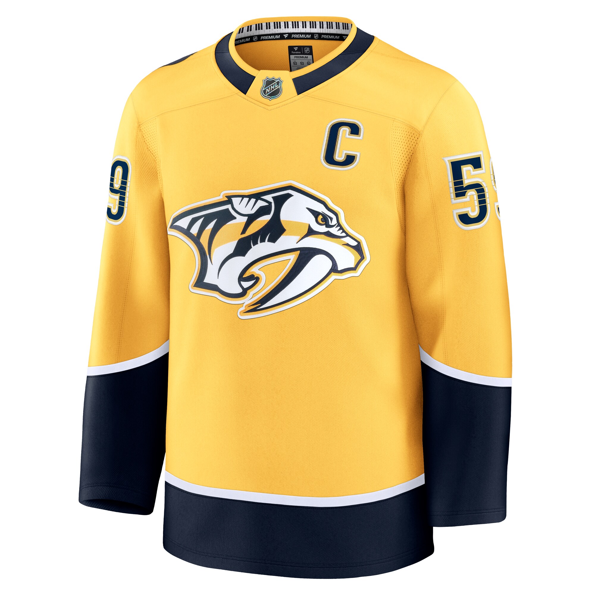 Alternative view of Men's Nashville Predators Roman Josi Yellow Home Premium Hockey Jersey - JS180 