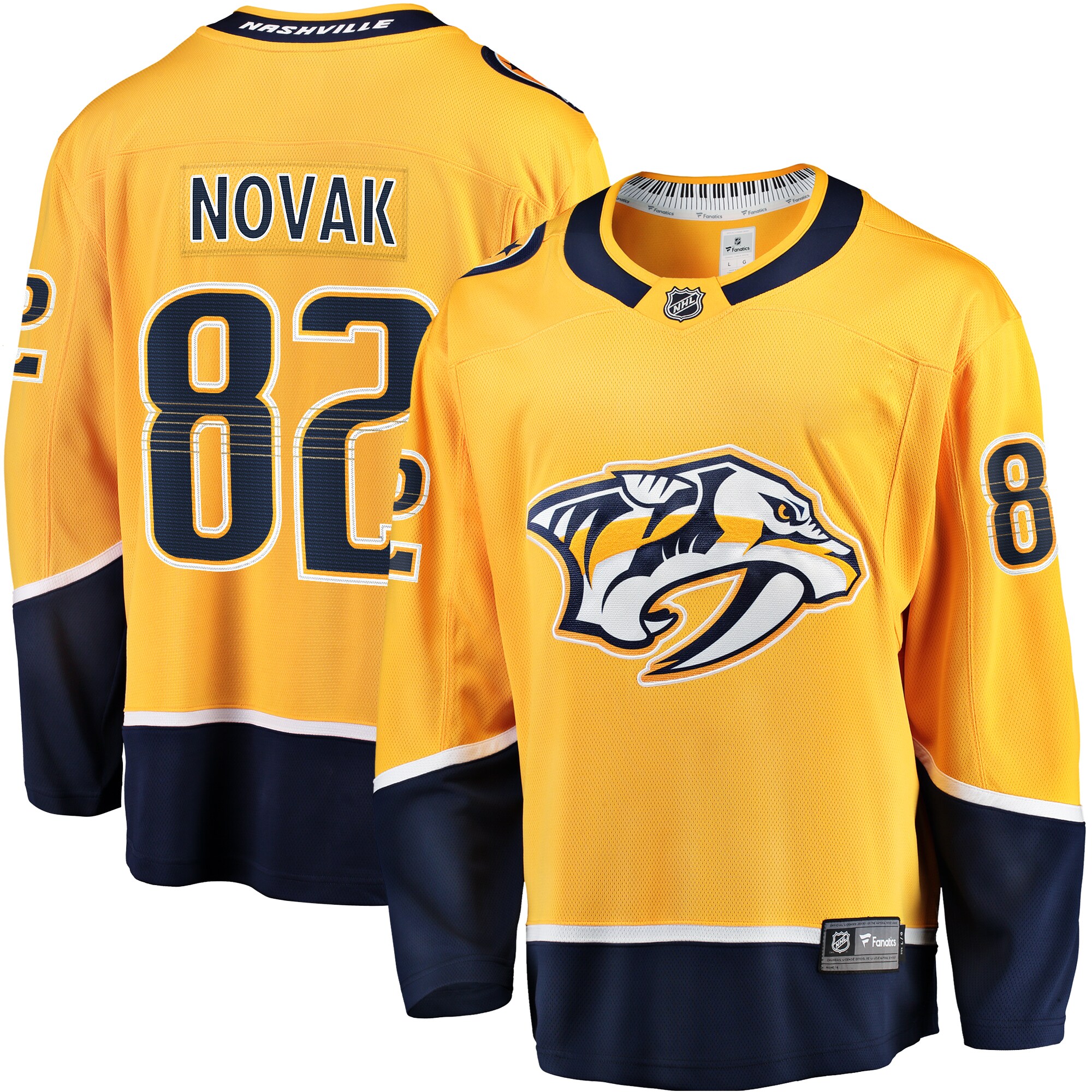 Men's Nashville Predators Tommy Novak Gold Home Breakaway Hockey Jersey - JS754 