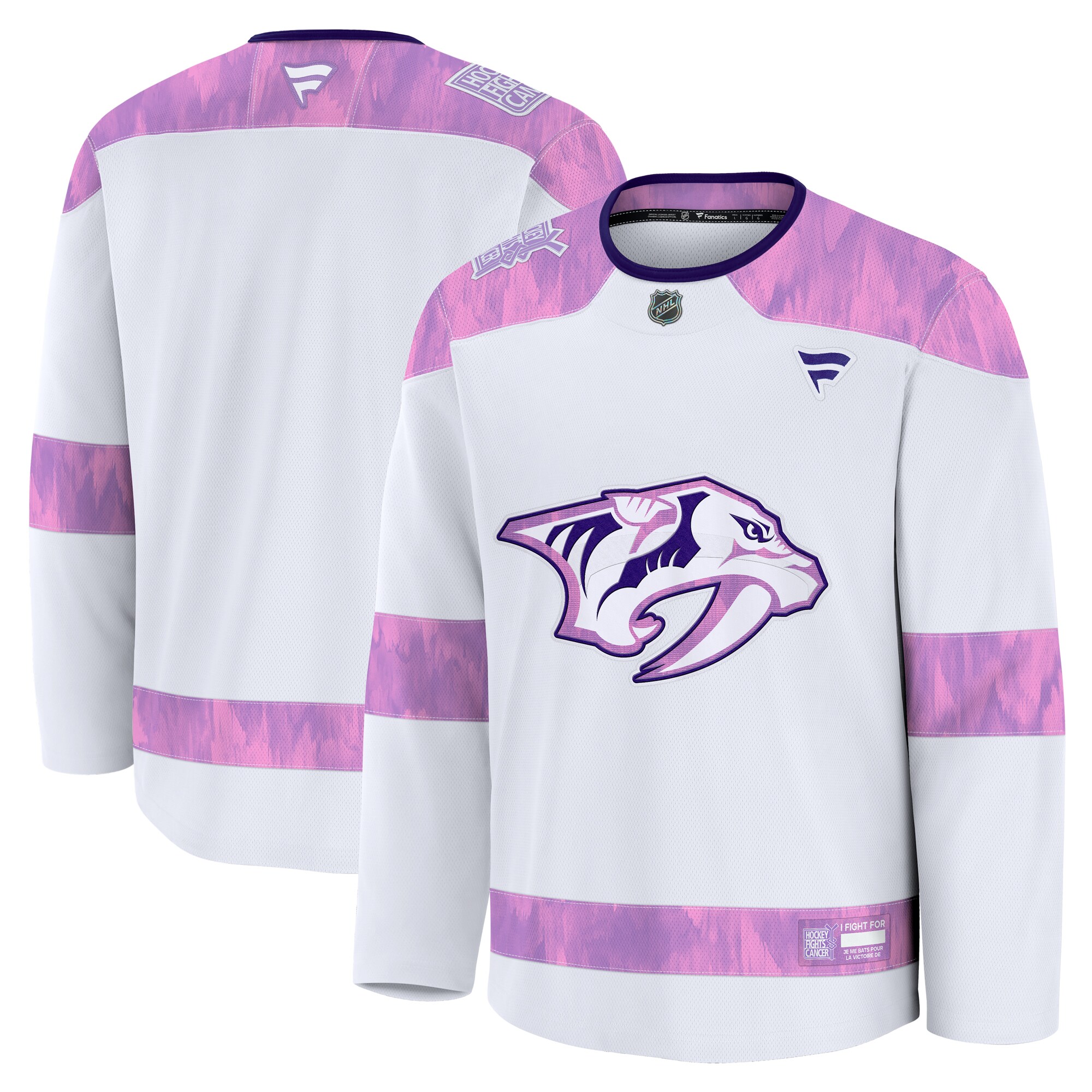 Men's Nashville Predators White 2024 Hockey Fights Cancer Practice Hockey Jersey - JS262 