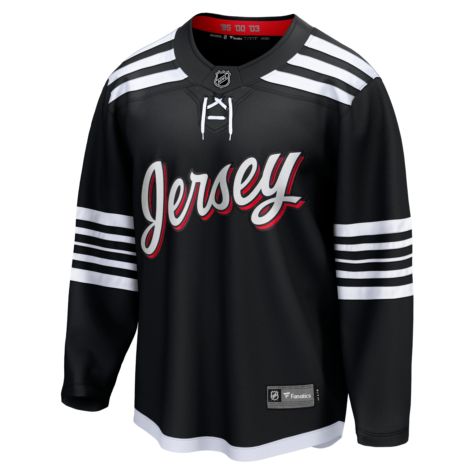 Alternative view of Men's New Hockey Jersey Devils Black Alternate Premier Breakaway Team Hockey Jersey - JS731 