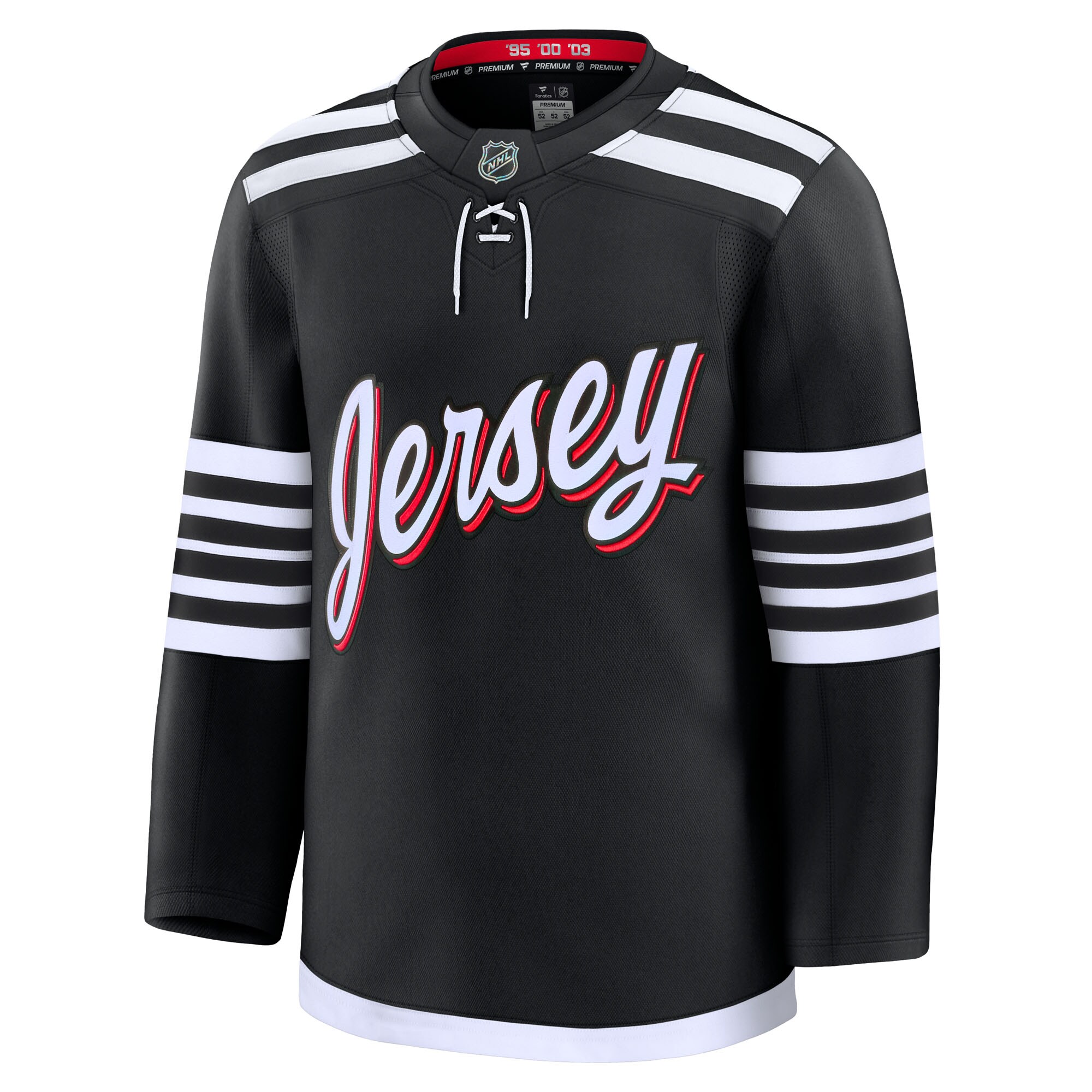 Alternative view of Men's New Hockey Jersey Devils Black Alternate Premium Hockey Jersey - JS391 