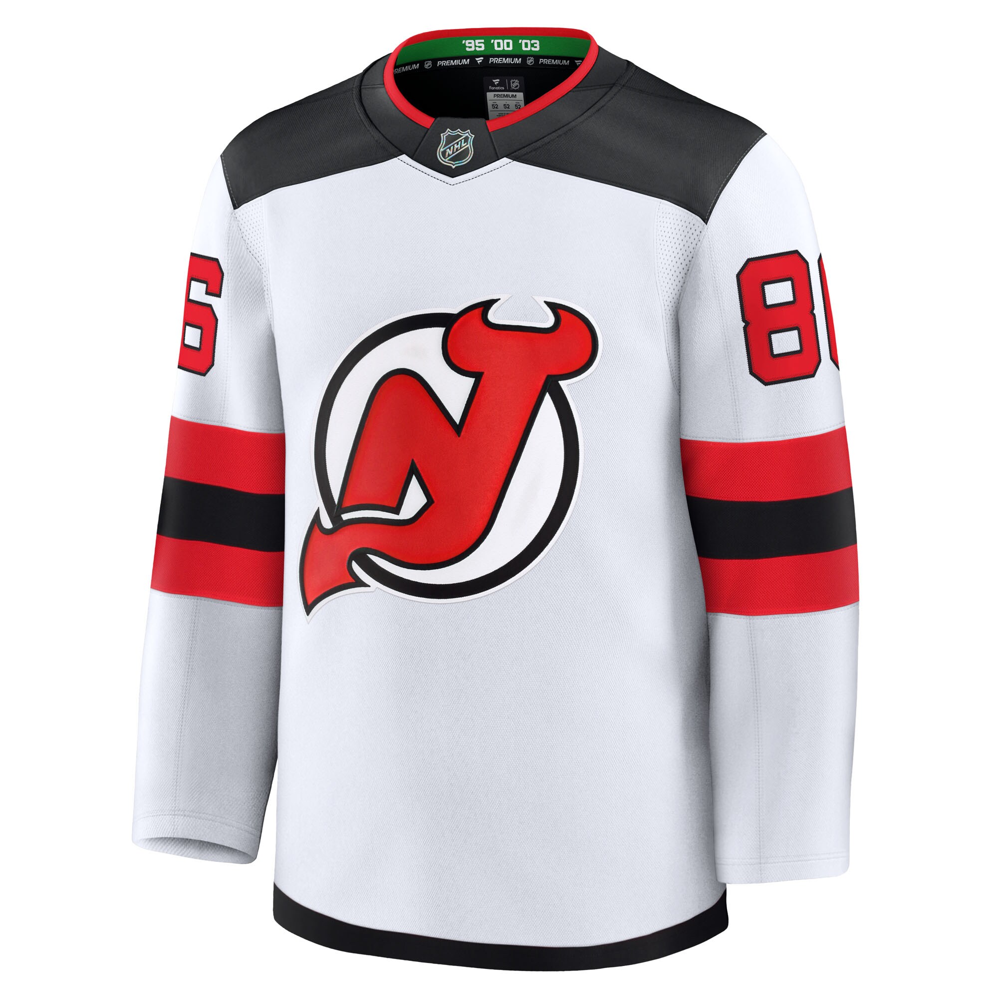 Alternative view of Men's New Jersey Devils Jack Hughes White Away Premium Jersey - JS416 