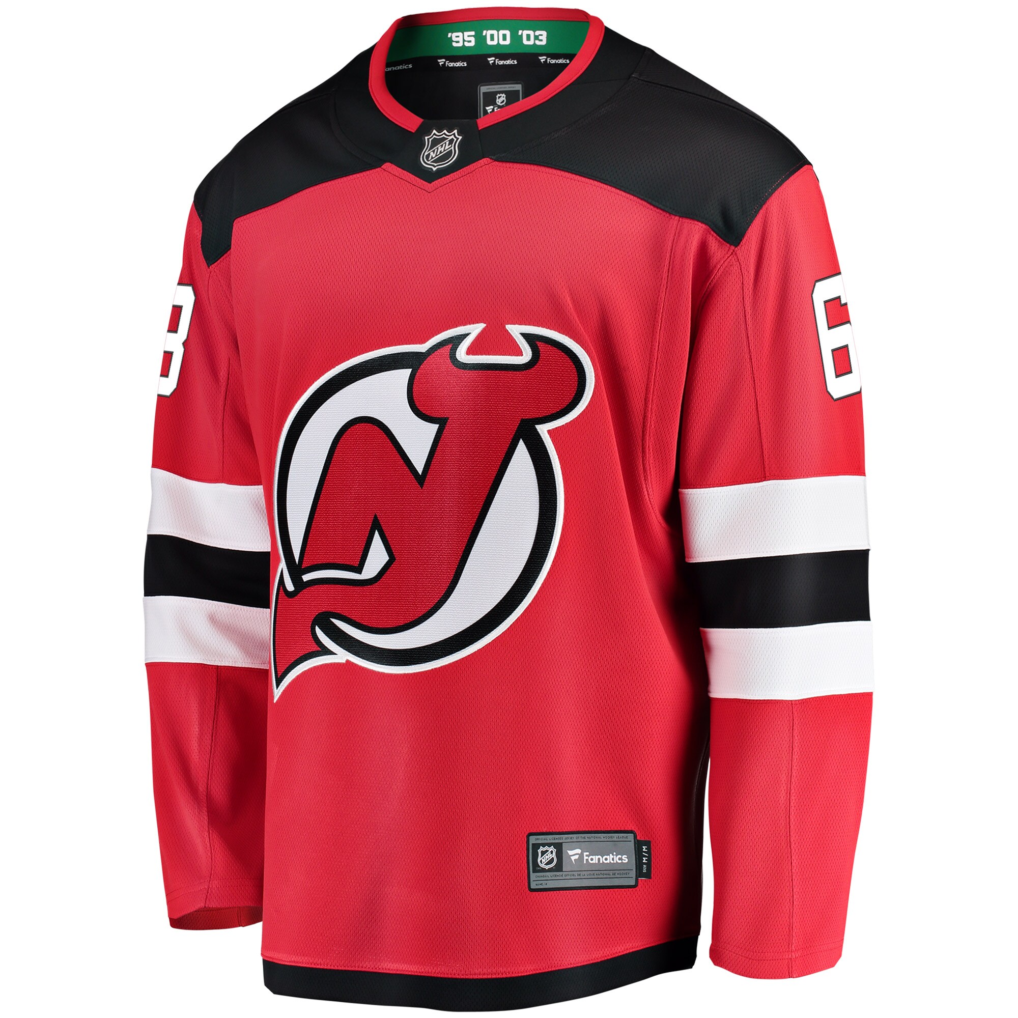 Alternative view of Men's New Jersey Devils Jesper Bratt Red Home Breakaway Player Jersey - JS180 