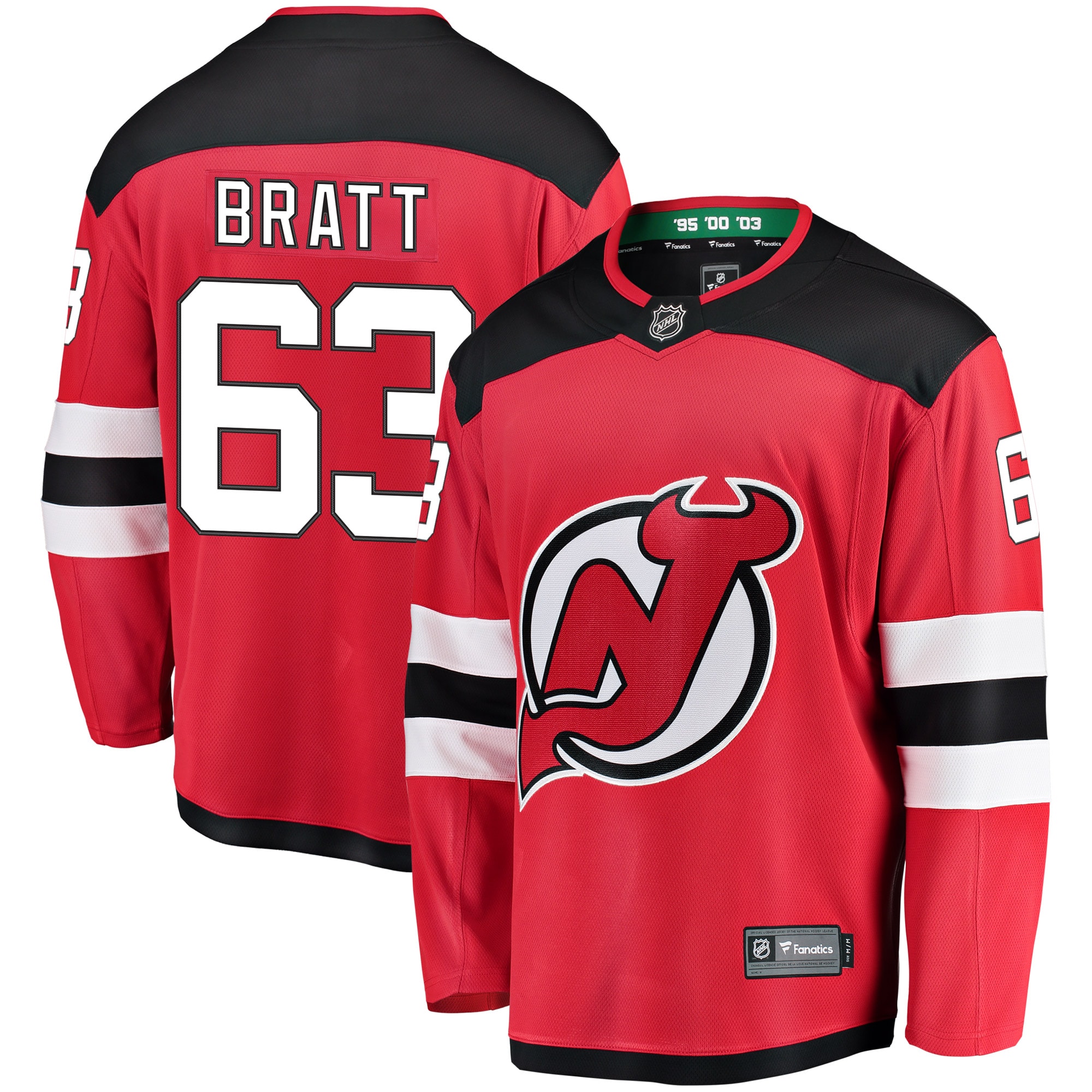Men's New Jersey Devils Jesper Bratt Red Home Breakaway Player Jersey - JS180 