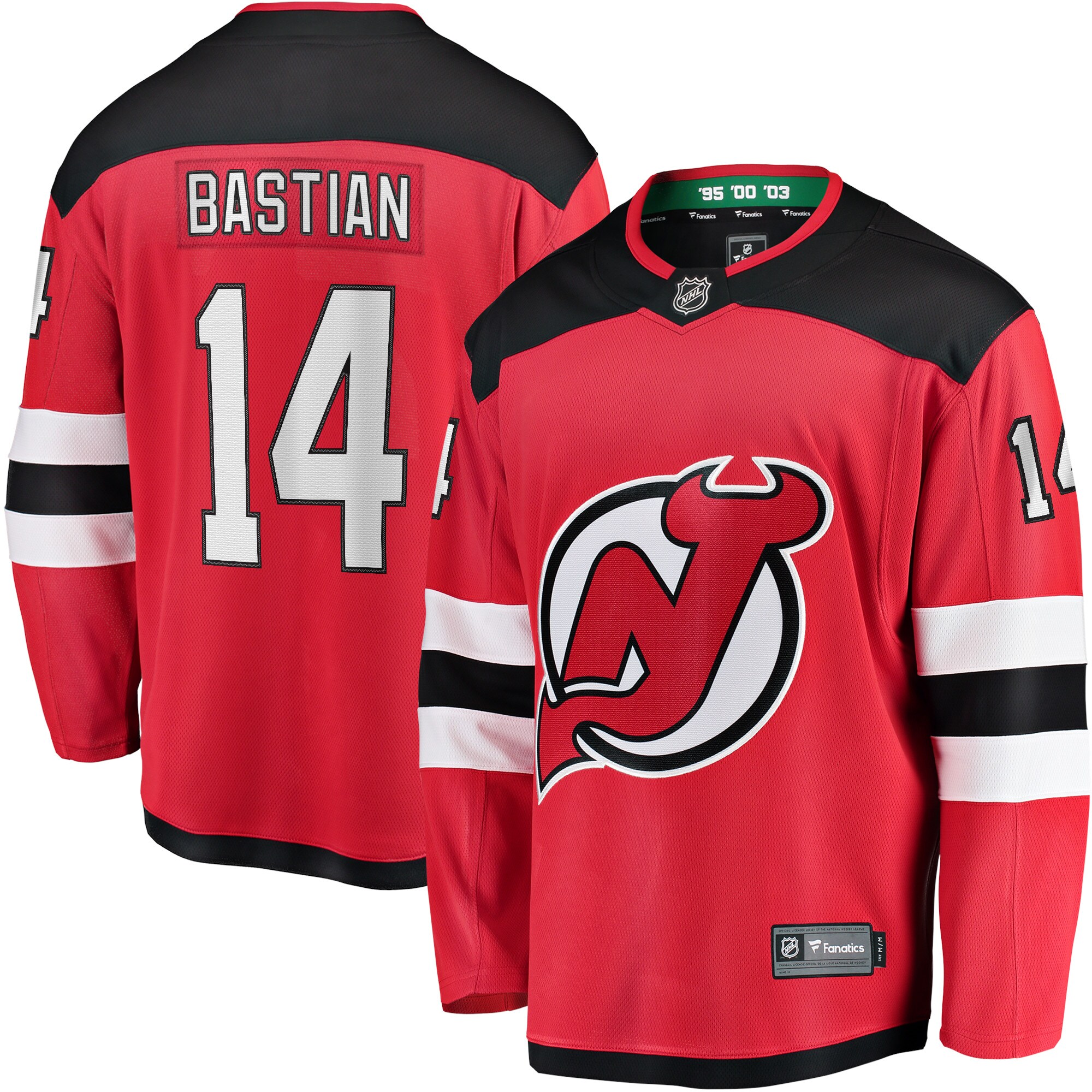 Men's New Jersey Devils Nathan Bastian Red Home Breakaway Player Jersey - JS851 