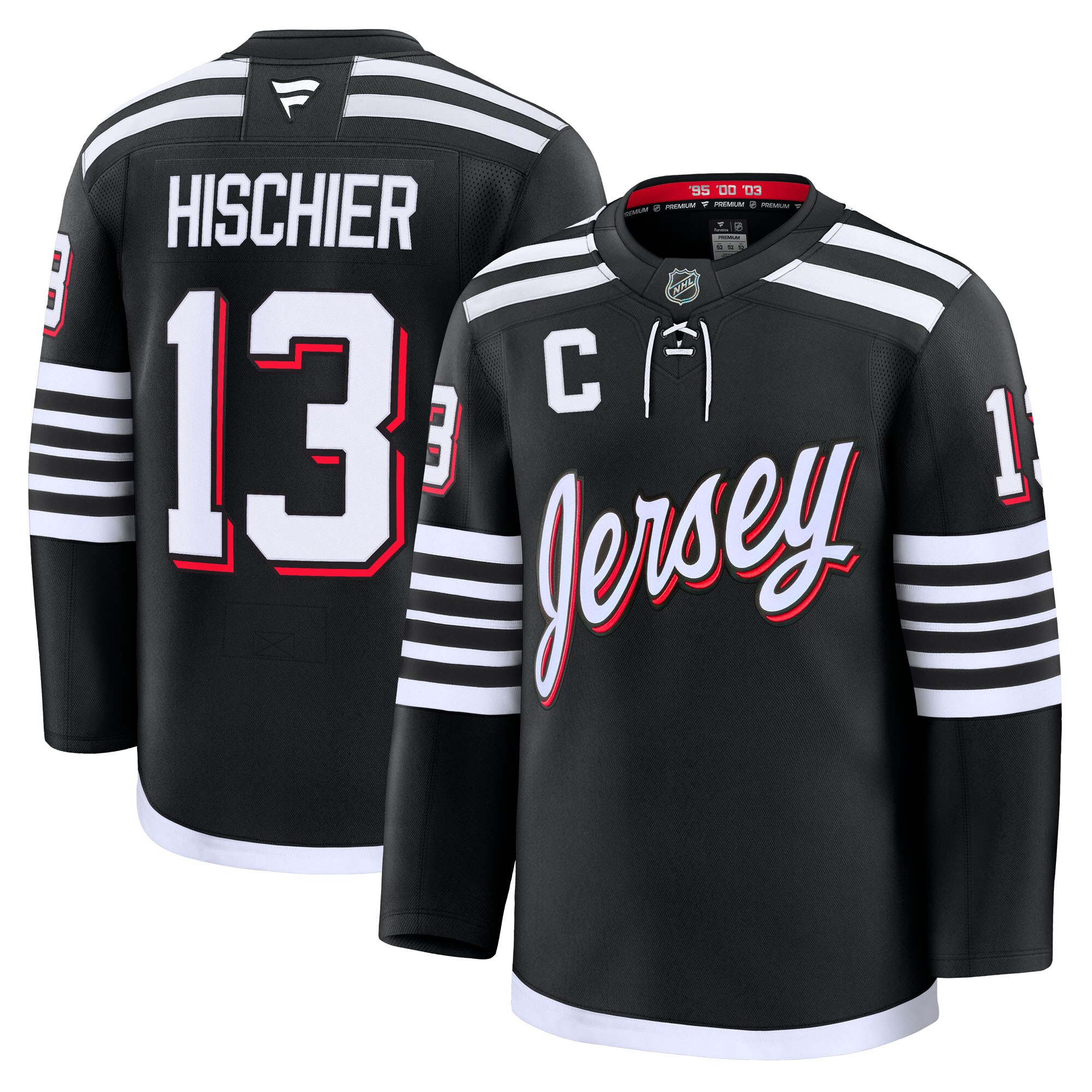 Men's New Jersey Devils Nico Hischier Black Alternate Premium Jersey - JS692 