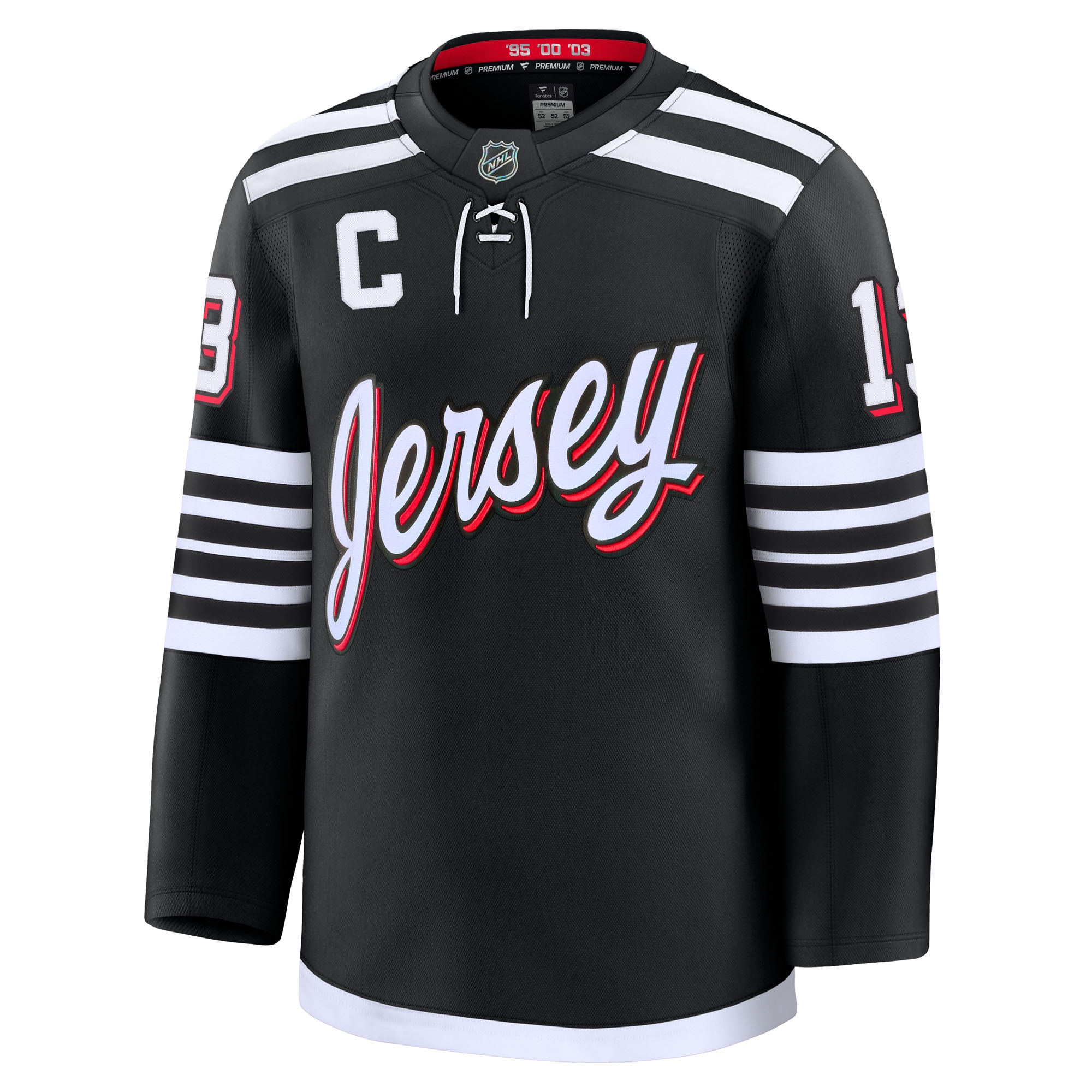 Alternative view of Men's New Hockey Jersey Devils Nico Hischier Black Alternate Premium Hockey Jersey - JS857 