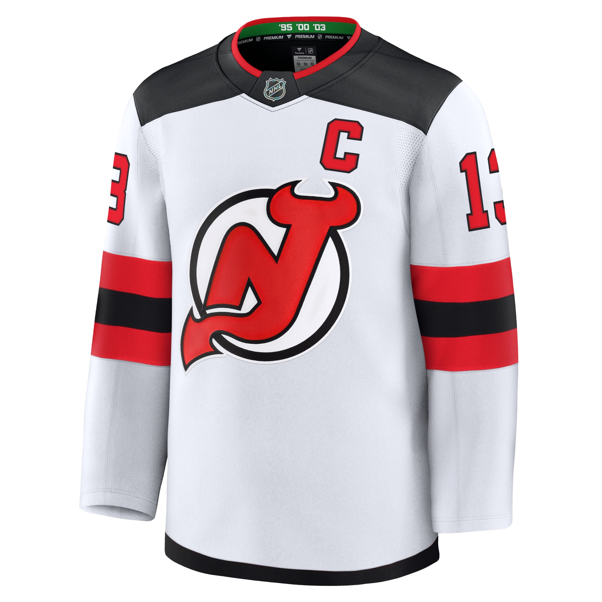 Alternative view of Men's New Hockey Jersey Devils Nico Hischier White Away Premium Hockey Jersey - JS343 