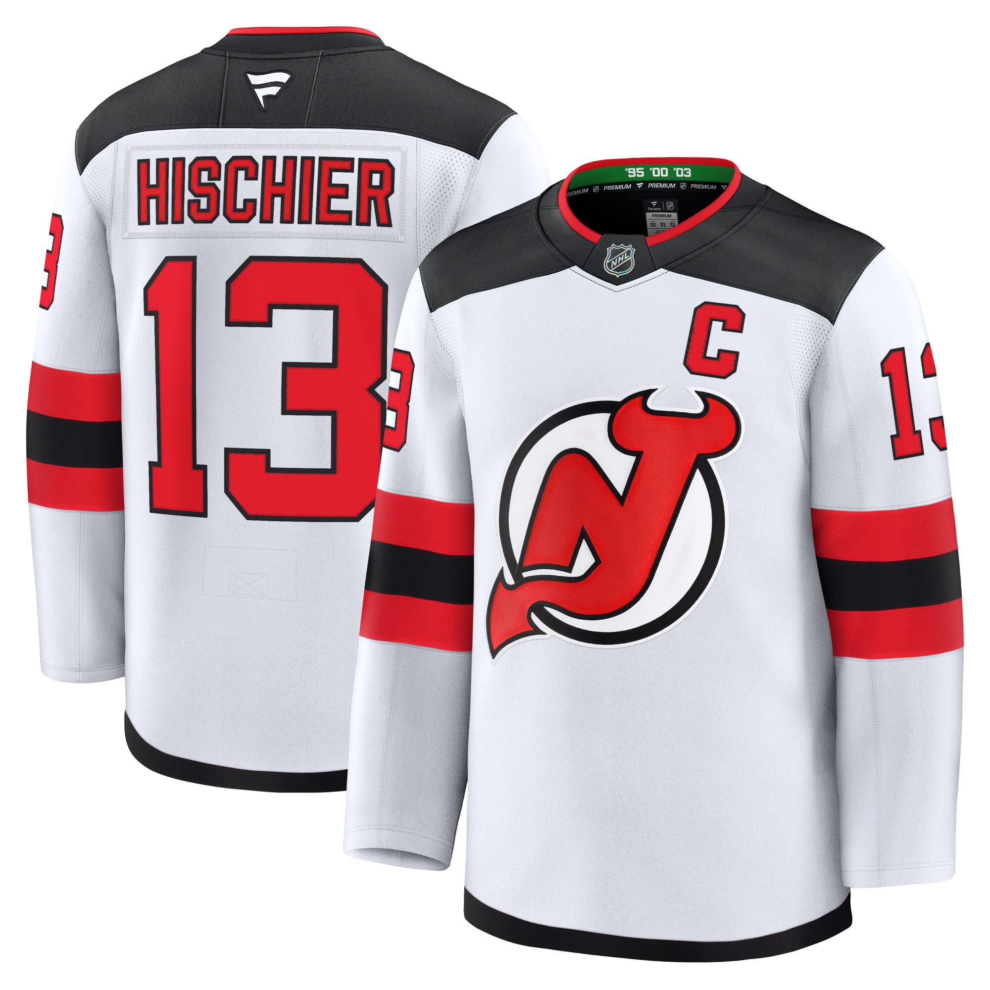 Men's New Hockey Jersey Devils Nico Hischier White Away Premium Hockey Jersey - JS760 
