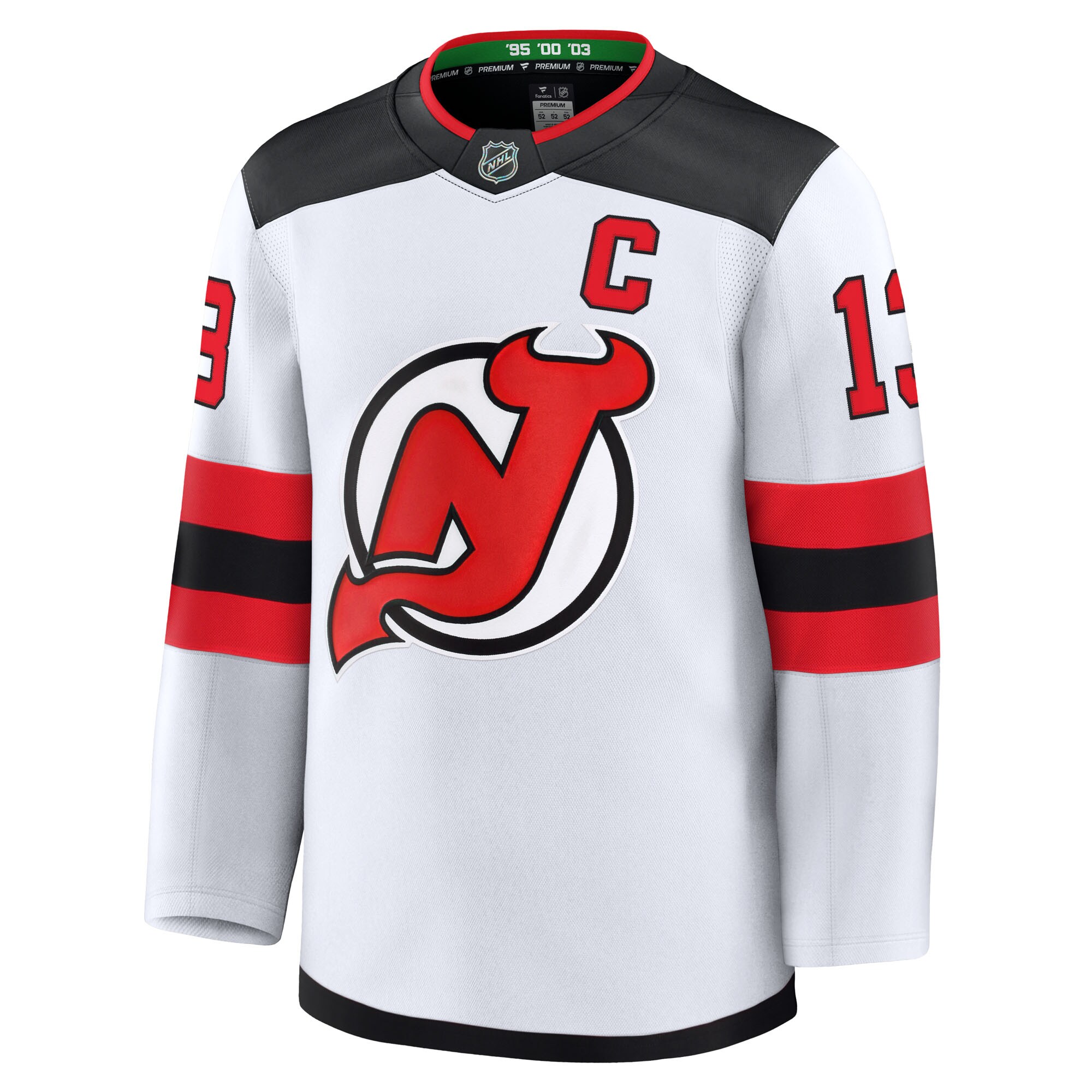 Alternative view of Men's New Hockey Jersey Devils Nico Hischier White Away Premium Hockey Jersey - JS760 