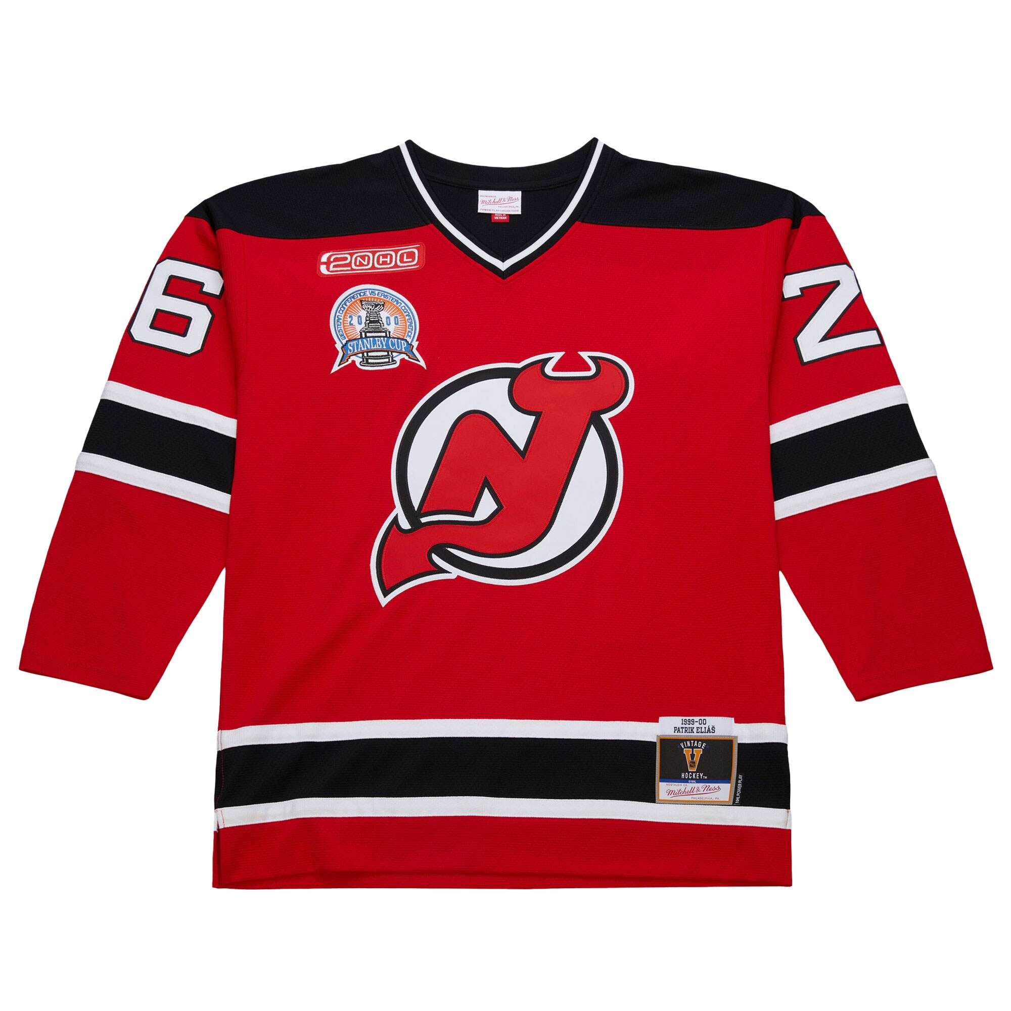 Alternative view of Men's New Hockey Jersey Devils Patrik Elias Red 1999-00 Power Play Hockey Jersey - JS431 