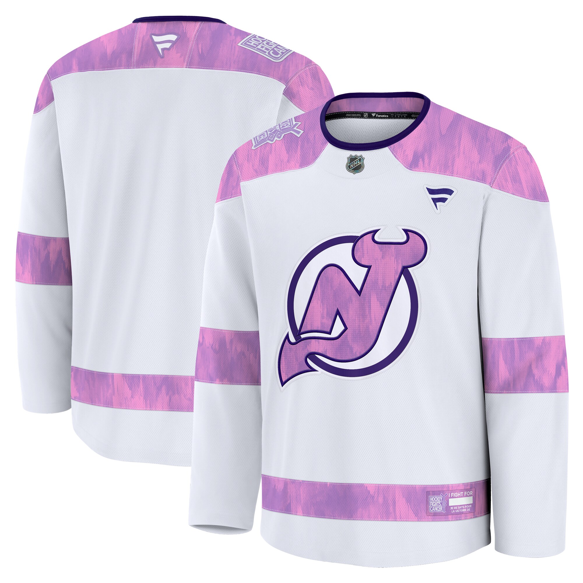 Men's New Jersey Devils White 2024 Hockey Fights Cancer Practice Jersey - JS964 