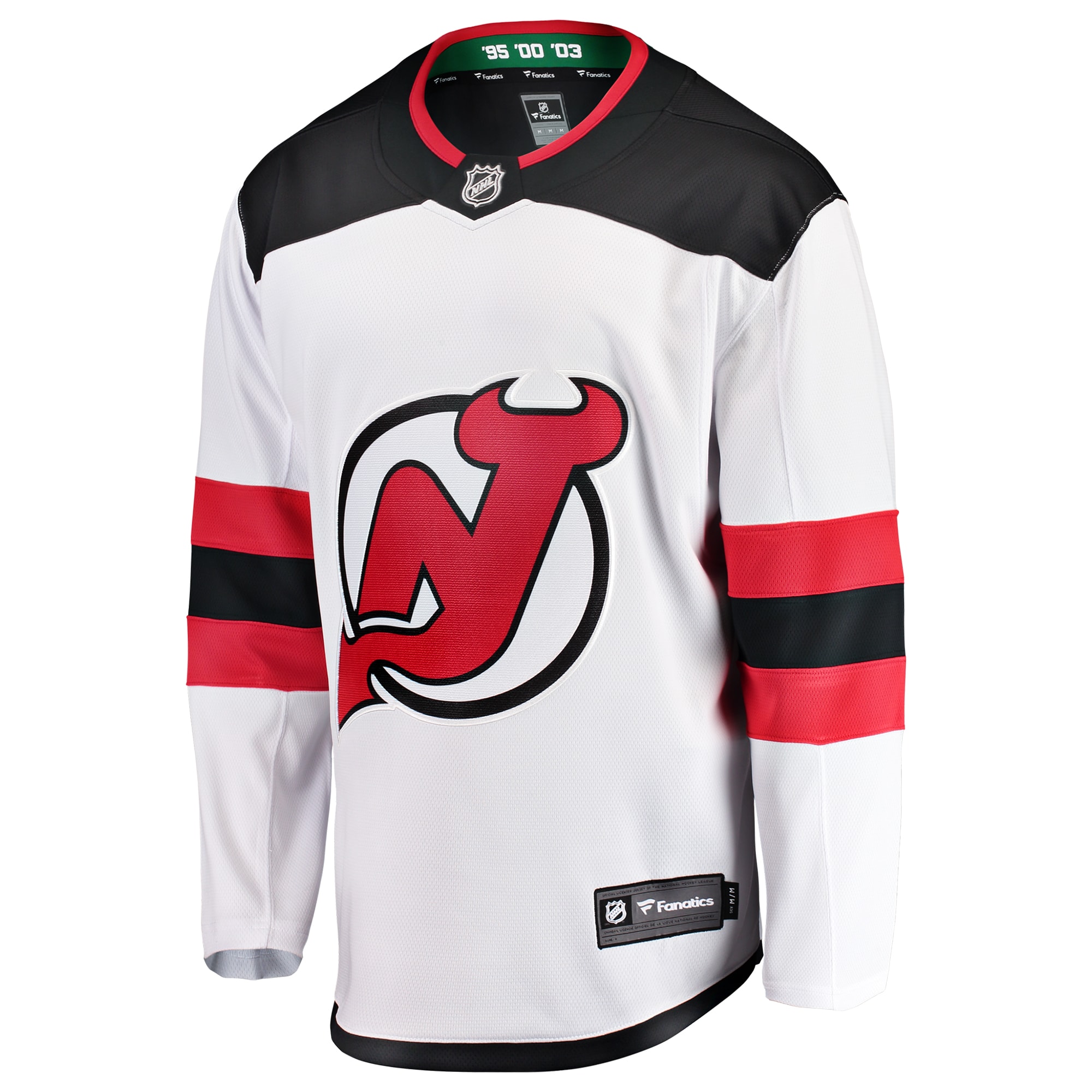 Alternative view of Men's New Hockey Jersey Devils White Breakaway Away Hockey Jersey - JS890 