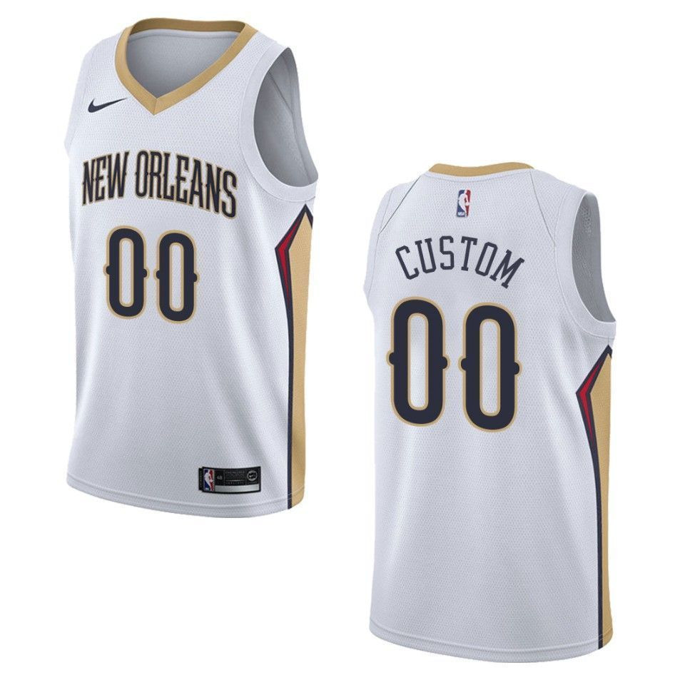 Men's New Orleans Pelicans 00 Custom Association Swingman Basketball Jersey - White - JS991 