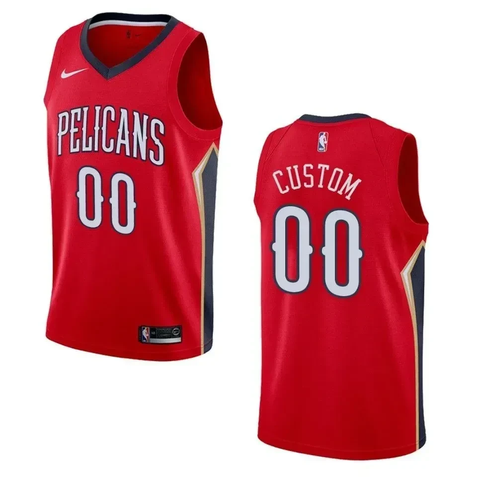 Men's New Orleans Pelicans 00 Custom Statement Swingman Basketball Jersey - Red - JS880 