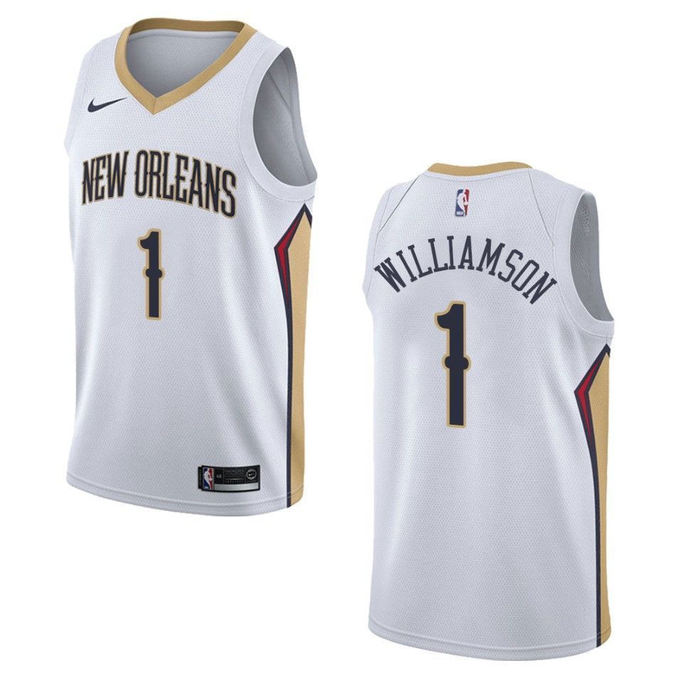 Men's New Orleans Pelicans 1 Zion Williamson Association Swingman Basketball Jersey - White - JS628 