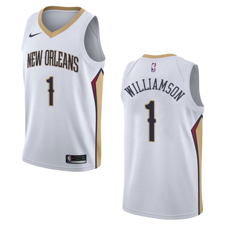 Men's New Orleans Pelicans #1 Zion Williamson Association Swingman Basketball Jersey - White