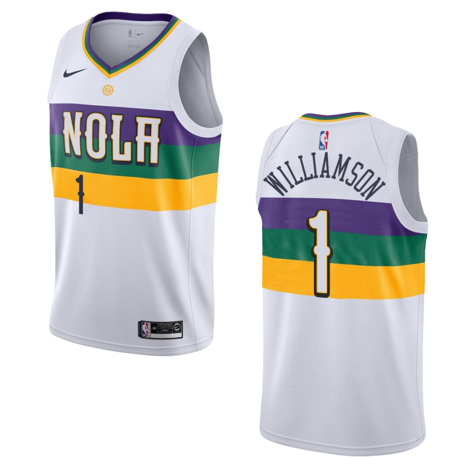 Men's New Orleans Pelicans #1 Zion Williamson City Swingman Basketball Jersey - White