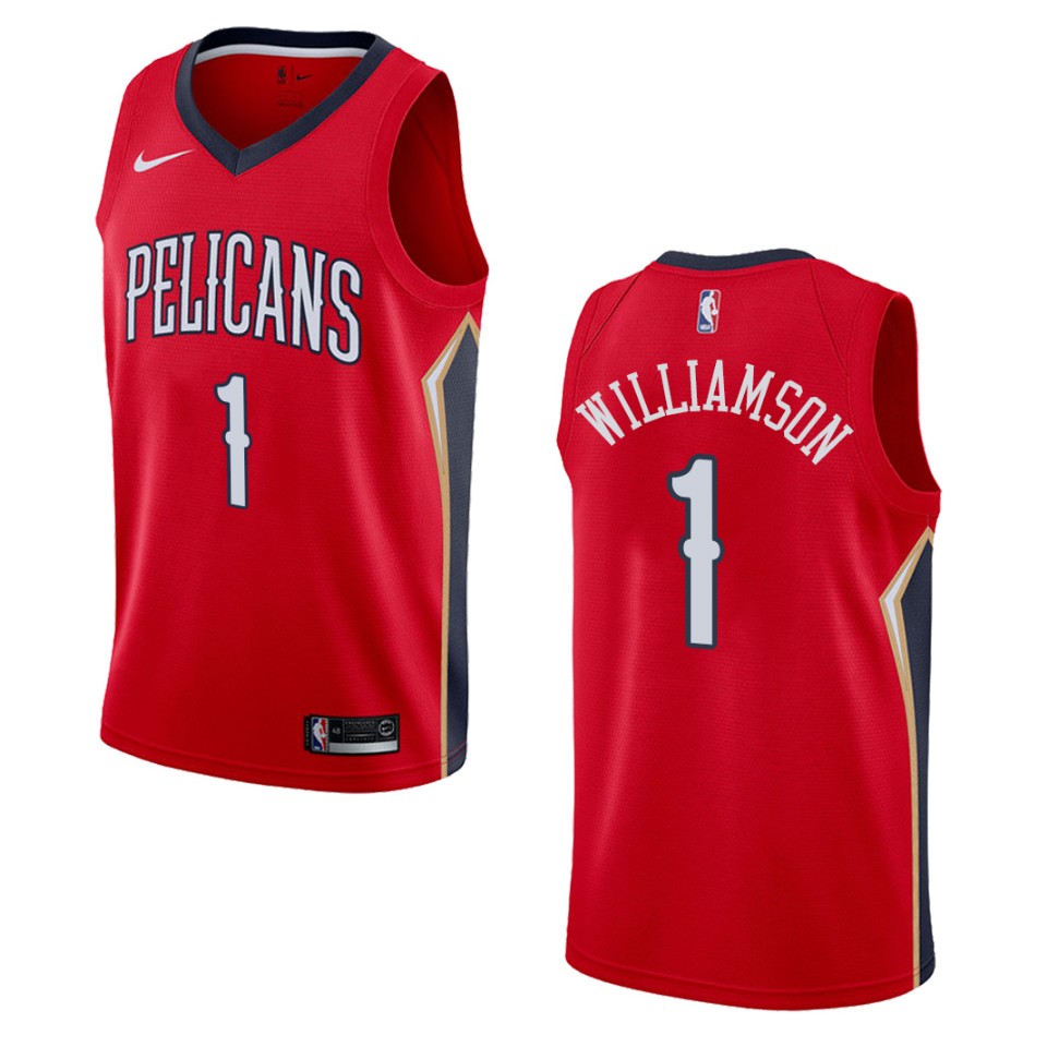 Men's New Orleans Pelicans #1 Zion Williamson Statement Swingman Basketball Jersey - Red