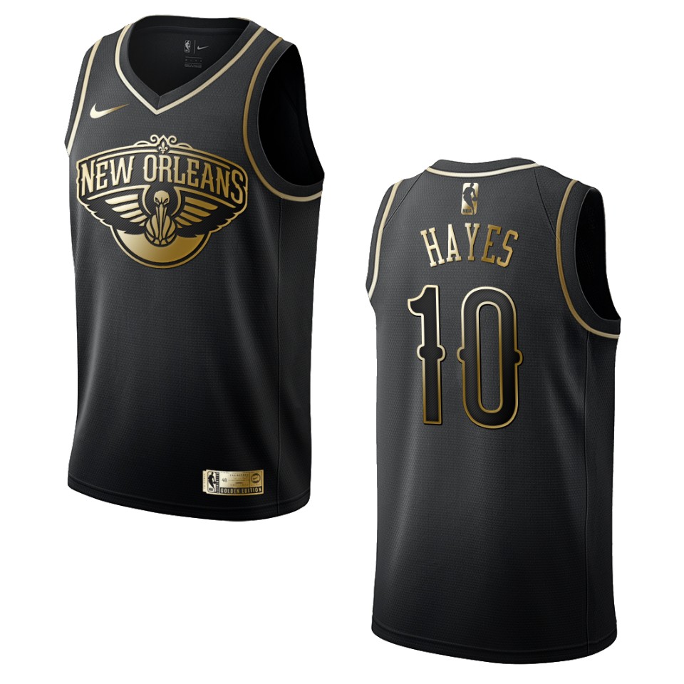 Men’s New Orleans Pelicans #10 Jaxson Hayes Golden Edition Basketball Jersey – Black