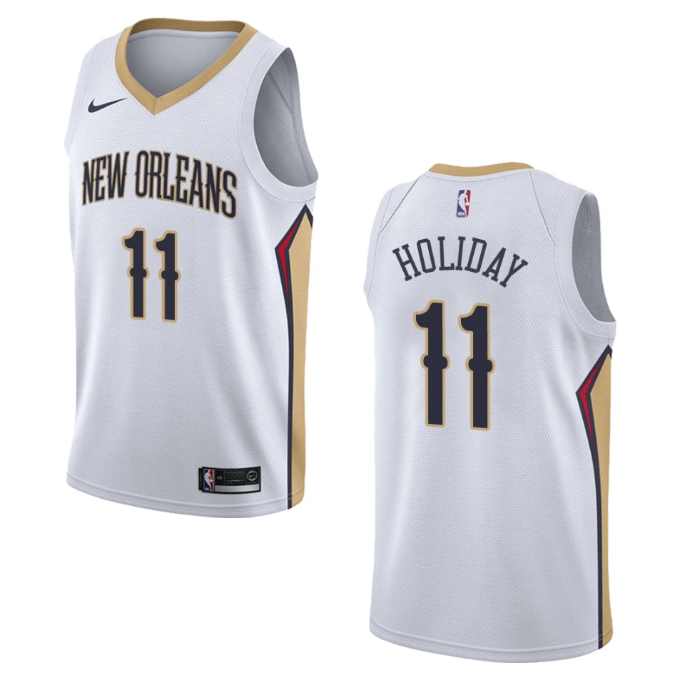 Men's New Orleans Pelicans #11 Jrue Holiday Association Swingman Basketball Jersey - White