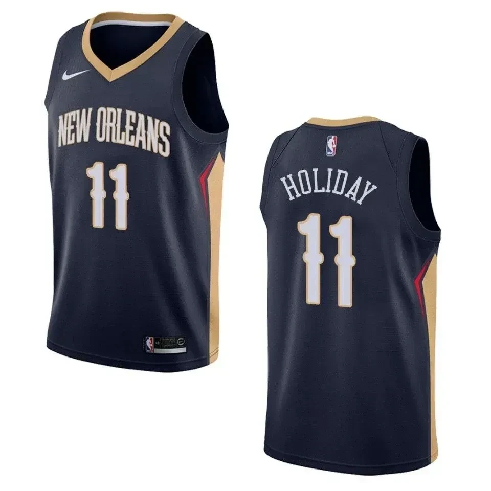 Men's New Orleans Pelicans 11 Jrue Holiday Icon Swingman Basketball Jersey - Navy - JS177 