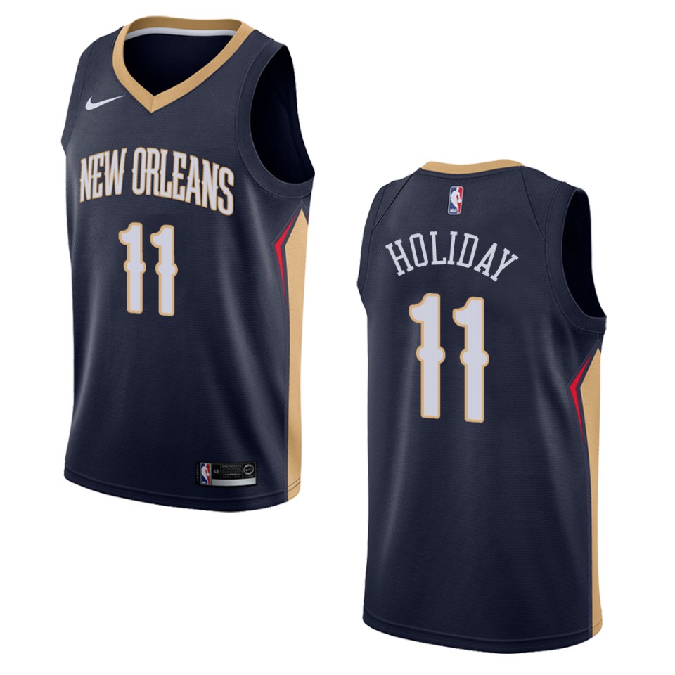 Men's New Orleans Pelicans #11 Jrue Holiday Icon Swingman Basketball Jersey - Navy